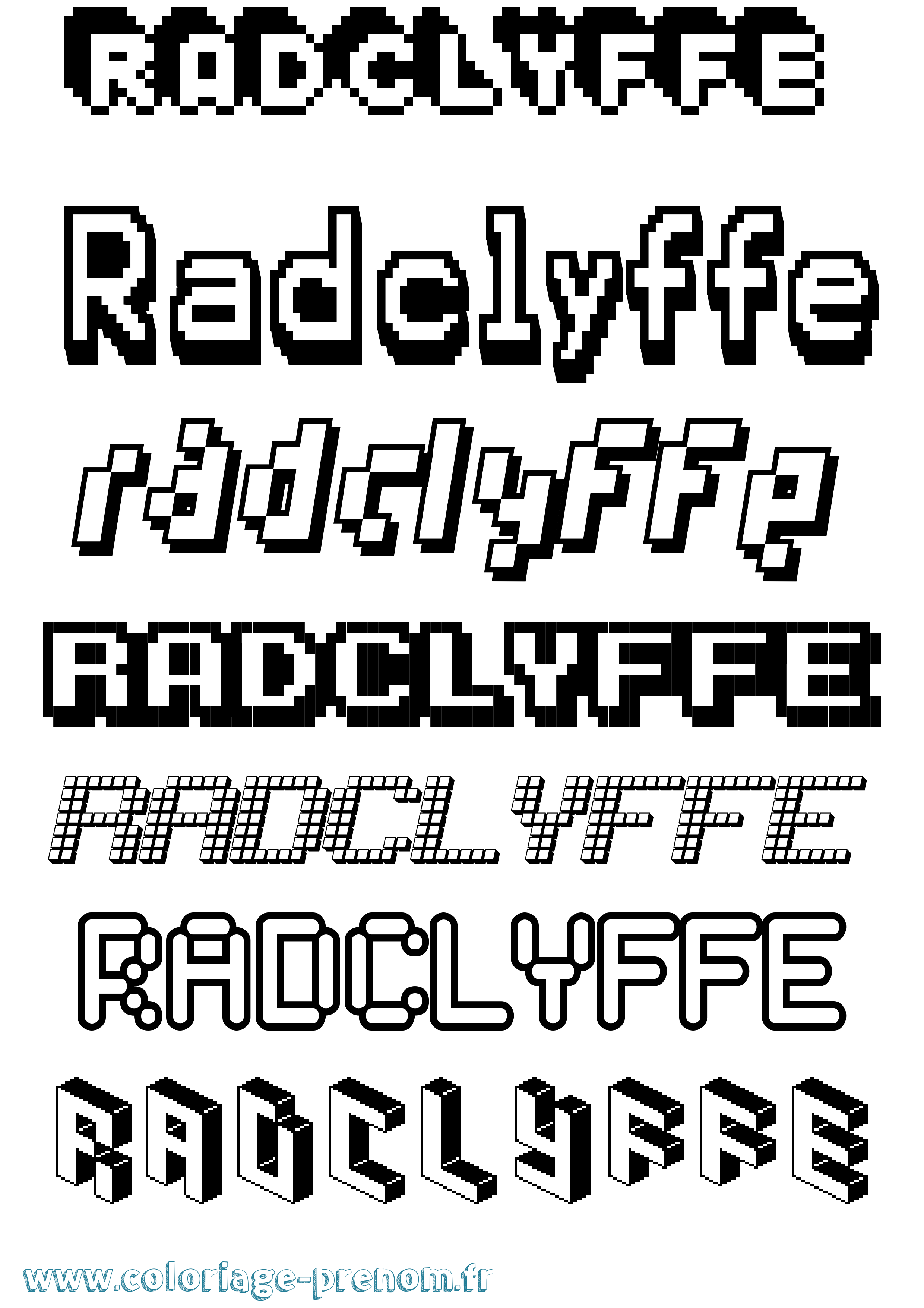 Coloriage Radclyffe Pixel Coloriage prénom Radclyffe Pixel