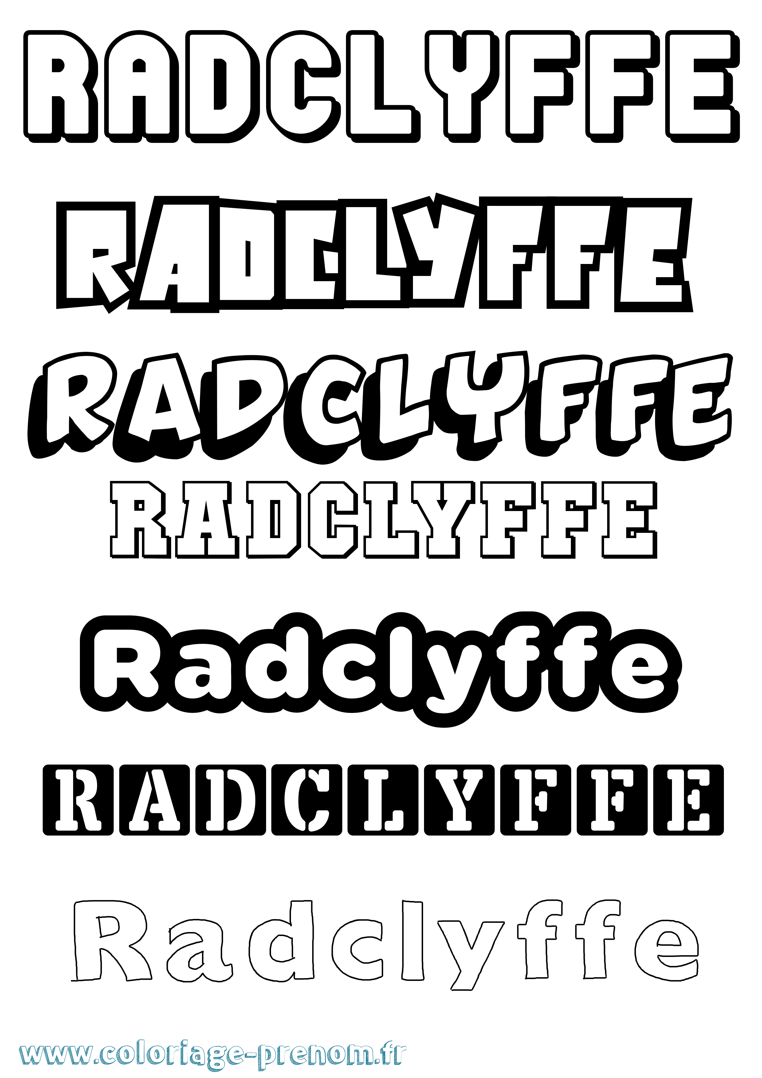 Coloriage Radclyffe Simple Coloriage prénom Radclyffe Simple