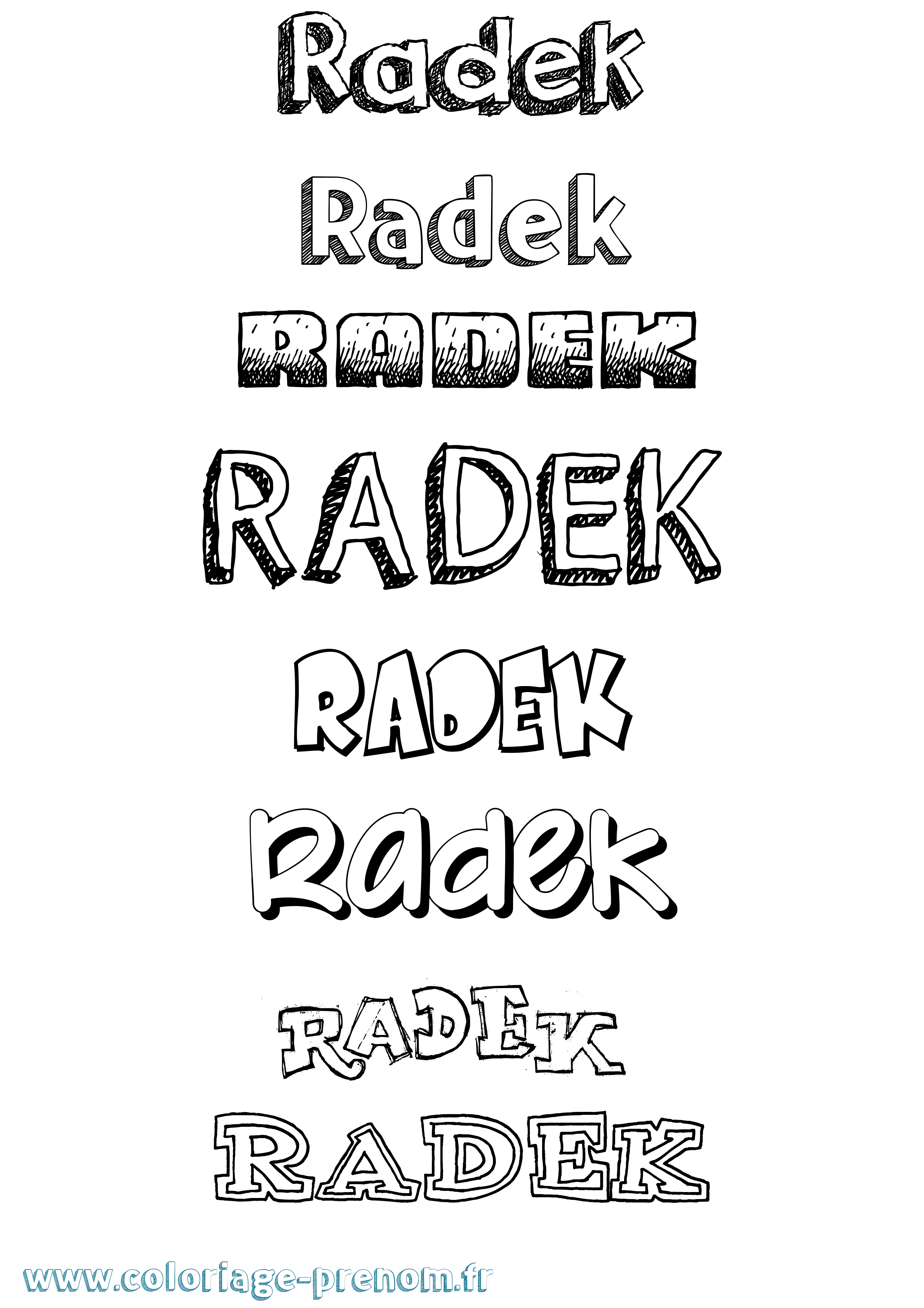 Coloriage prénom Radek Dessiné
