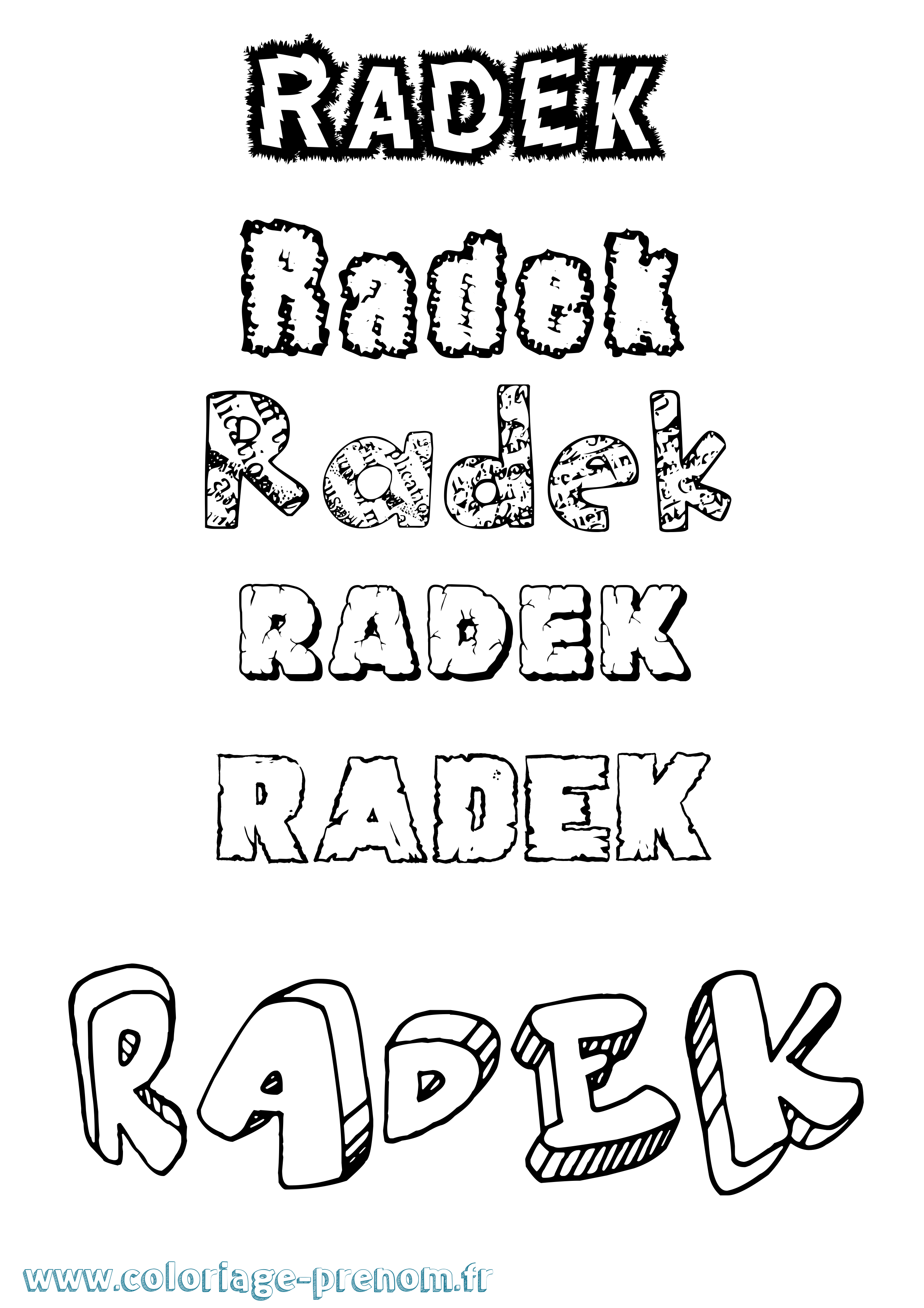 Coloriage prénom Radek Destructuré