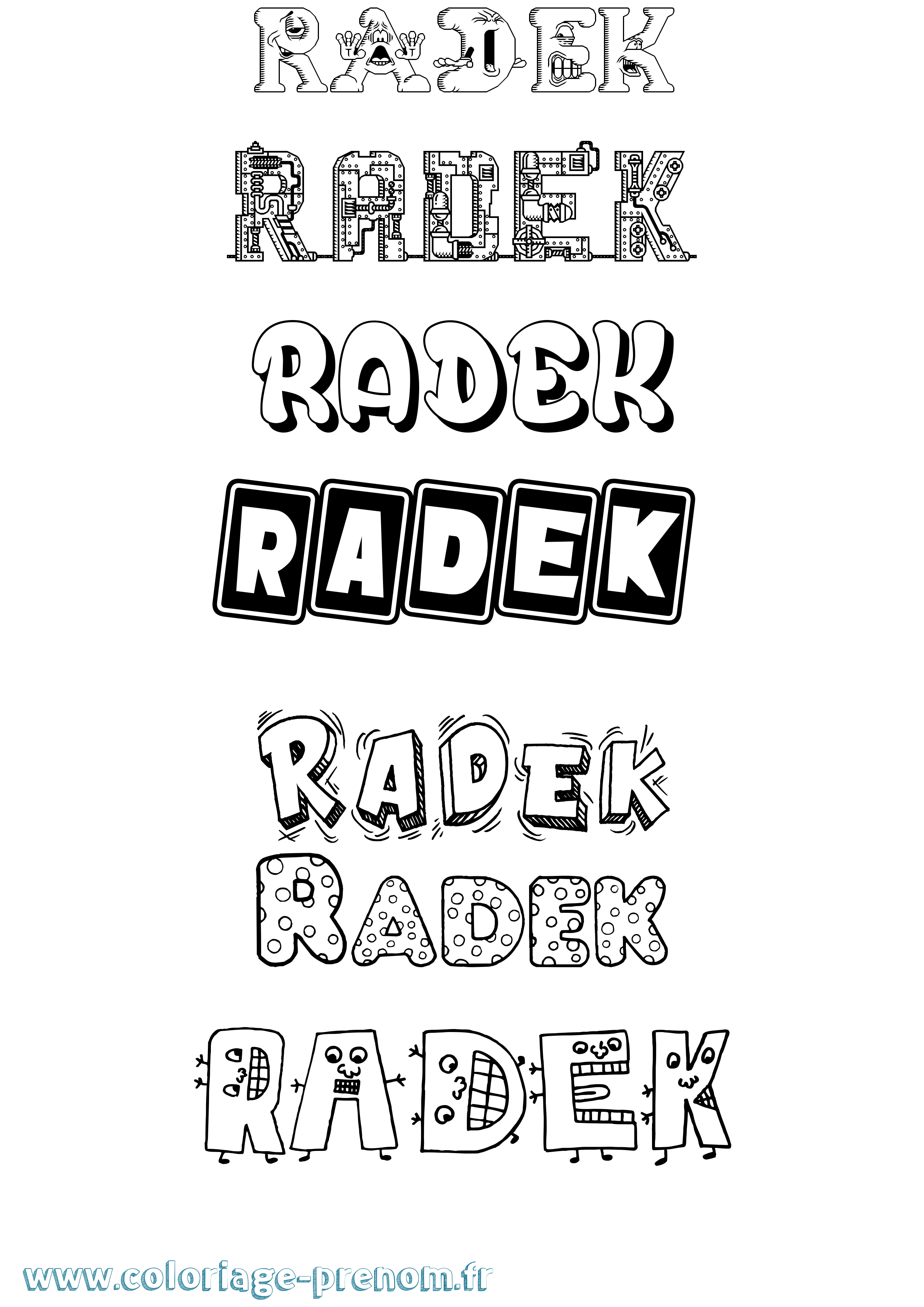 Coloriage prénom Radek Fun