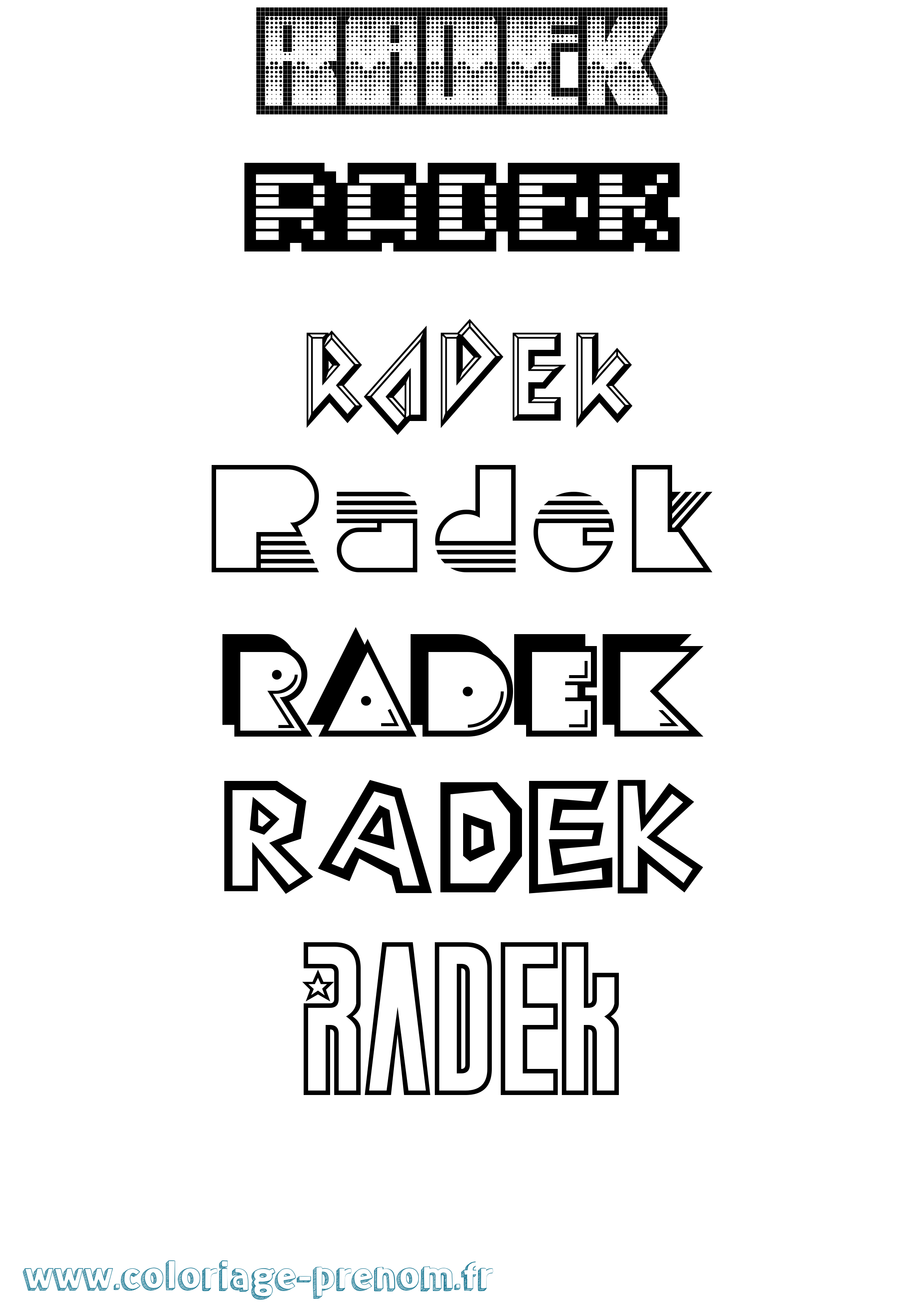 Coloriage prénom Radek Jeux Vidéos