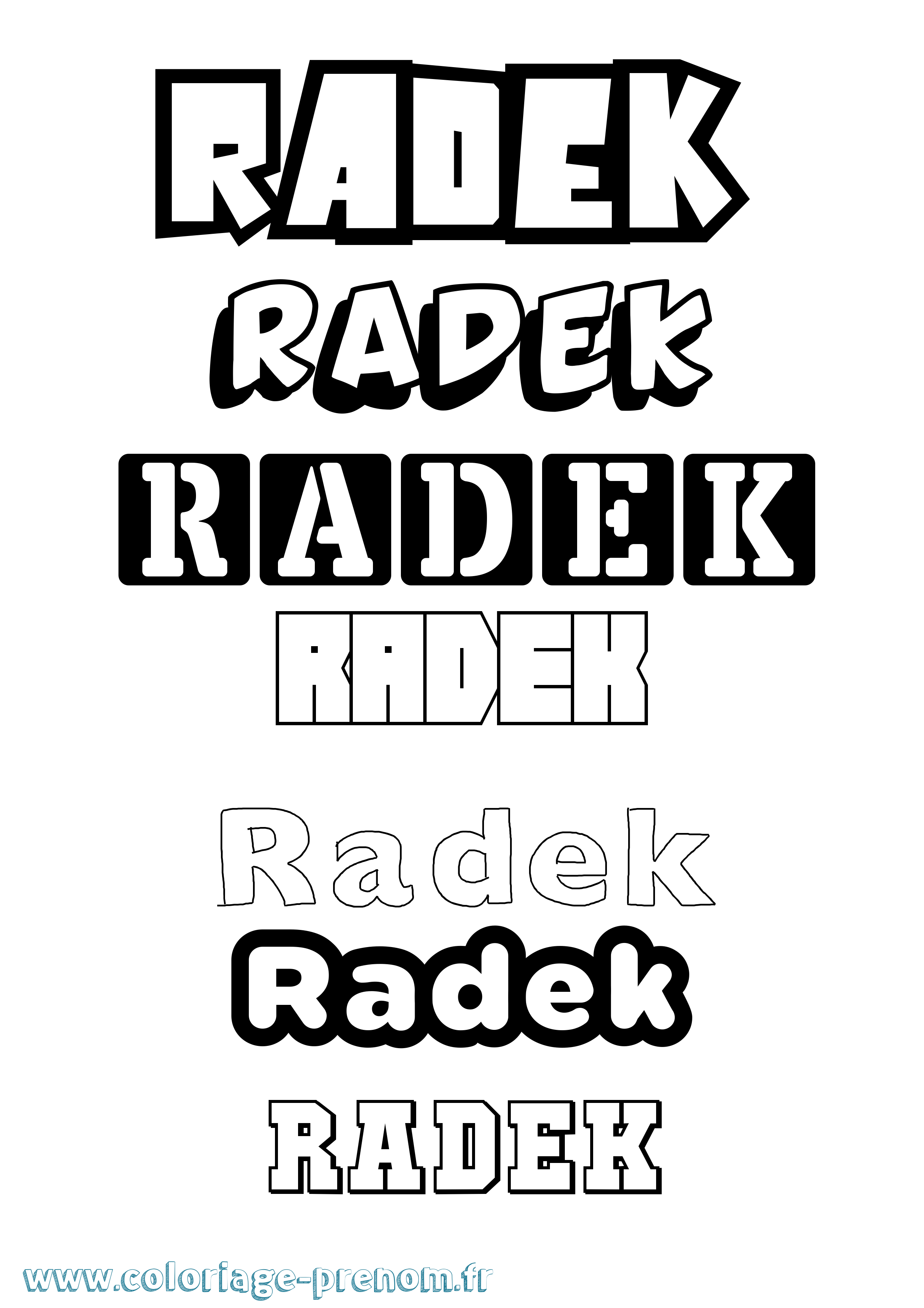 Coloriage prénom Radek Simple