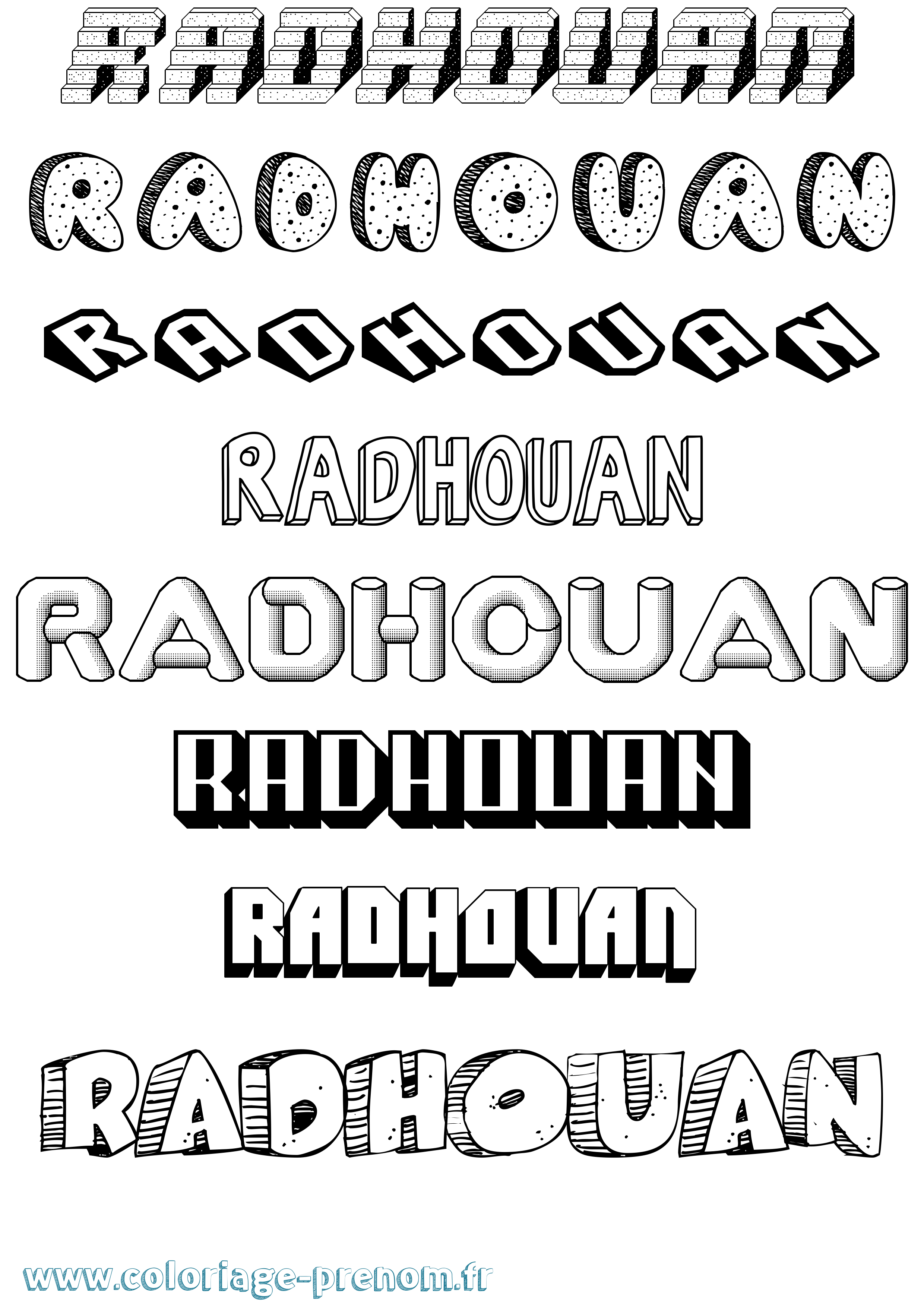 Coloriage prénom Radhouan Effet 3D