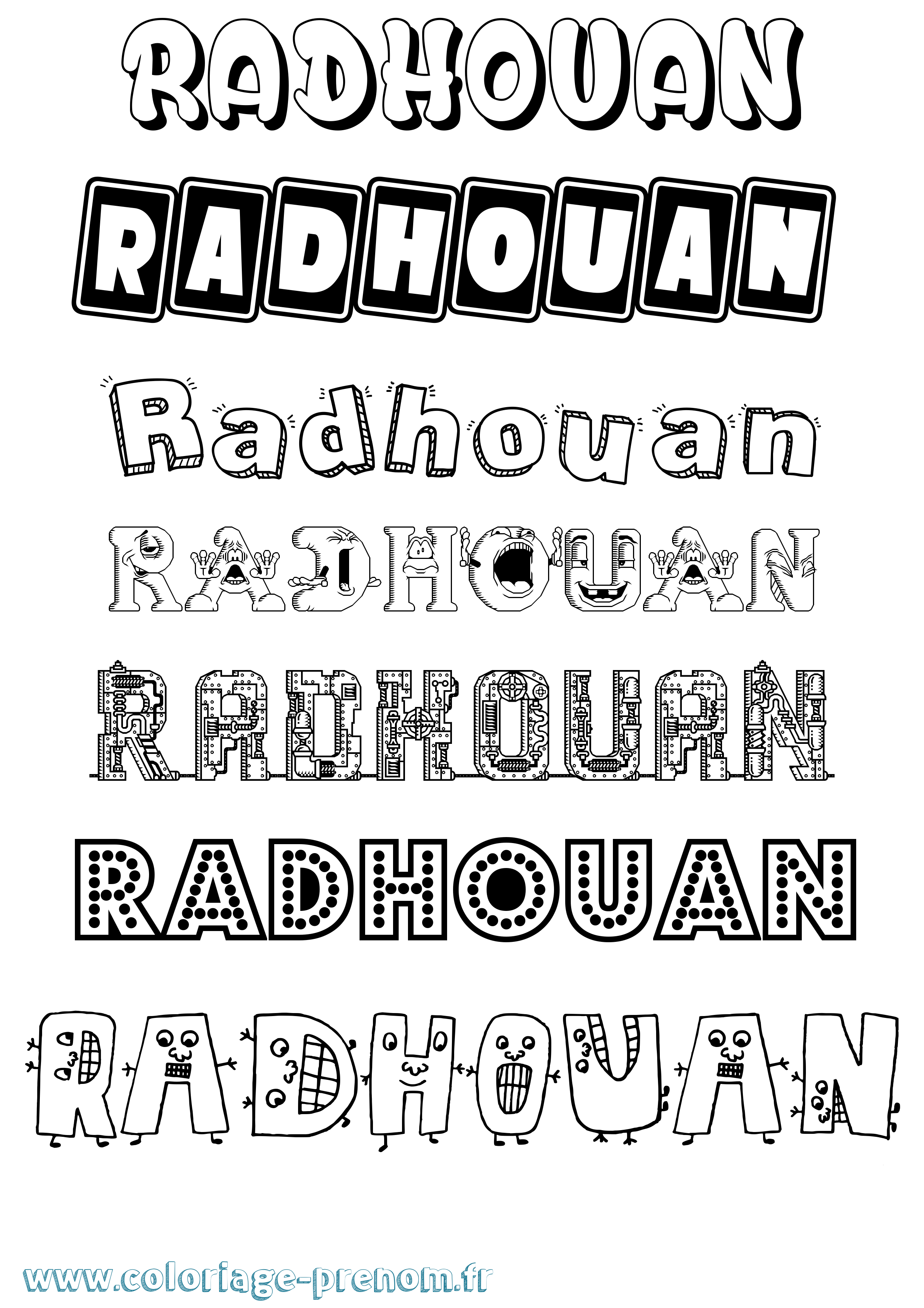 Coloriage prénom Radhouan Fun
