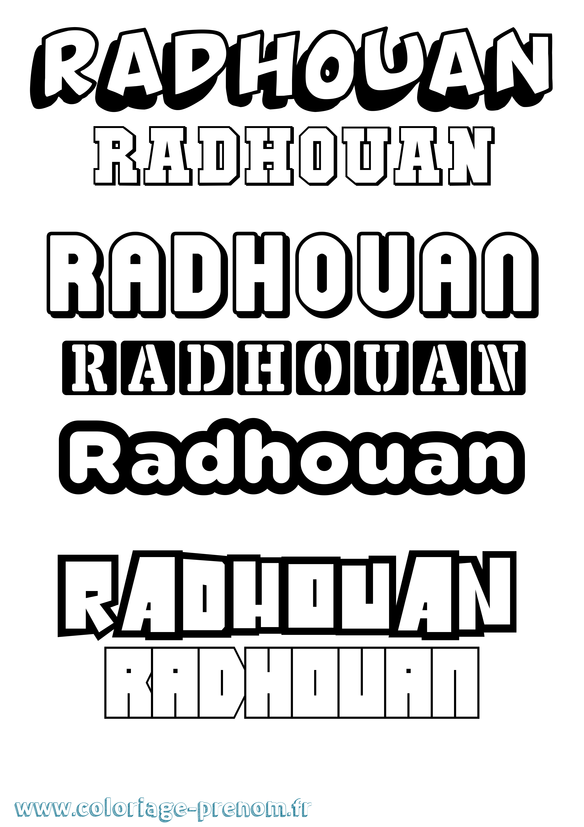Coloriage prénom Radhouan Simple