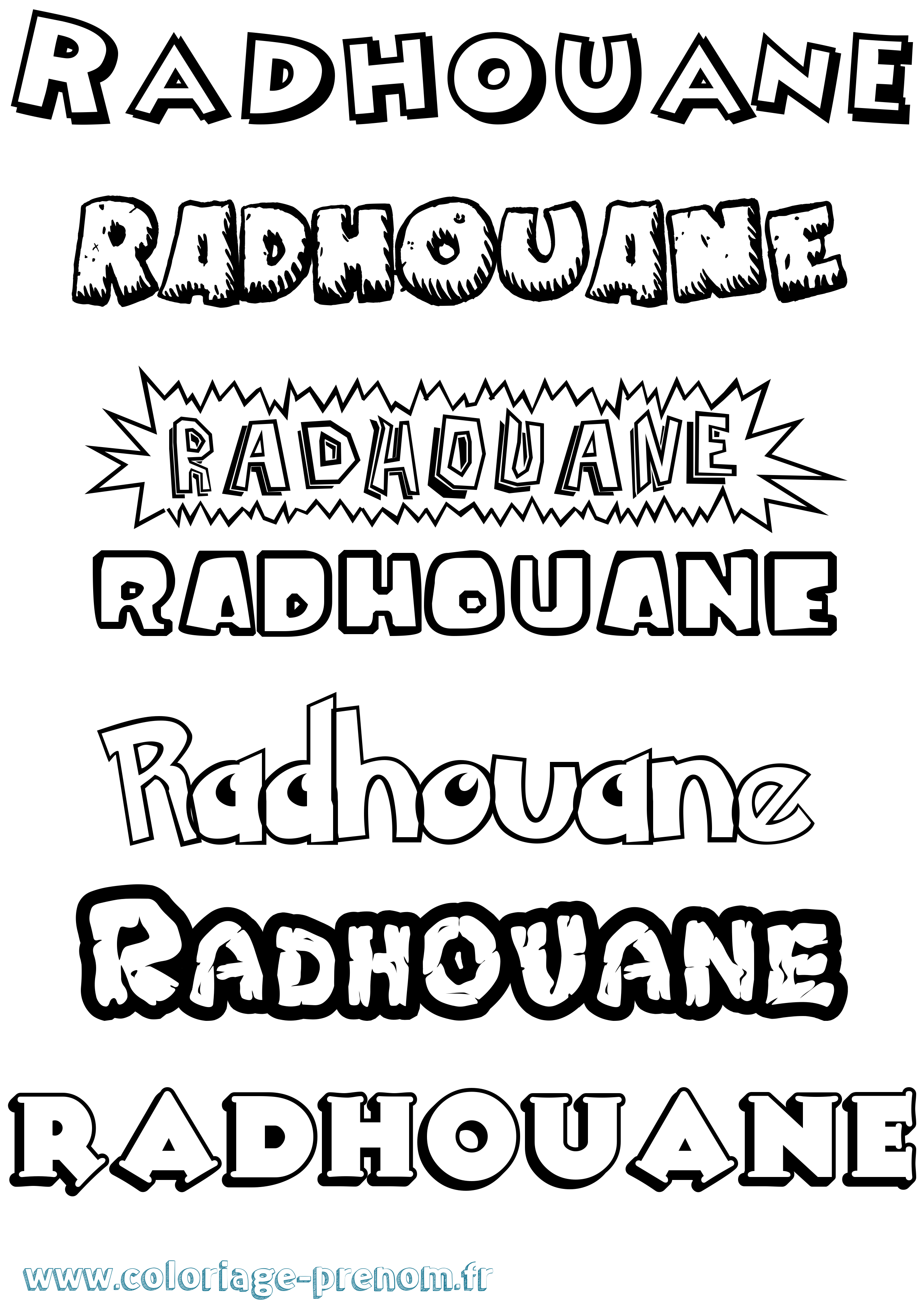 Coloriage Radhouane Dessin Animé Coloriage prénom Radhouane Dessin Animé