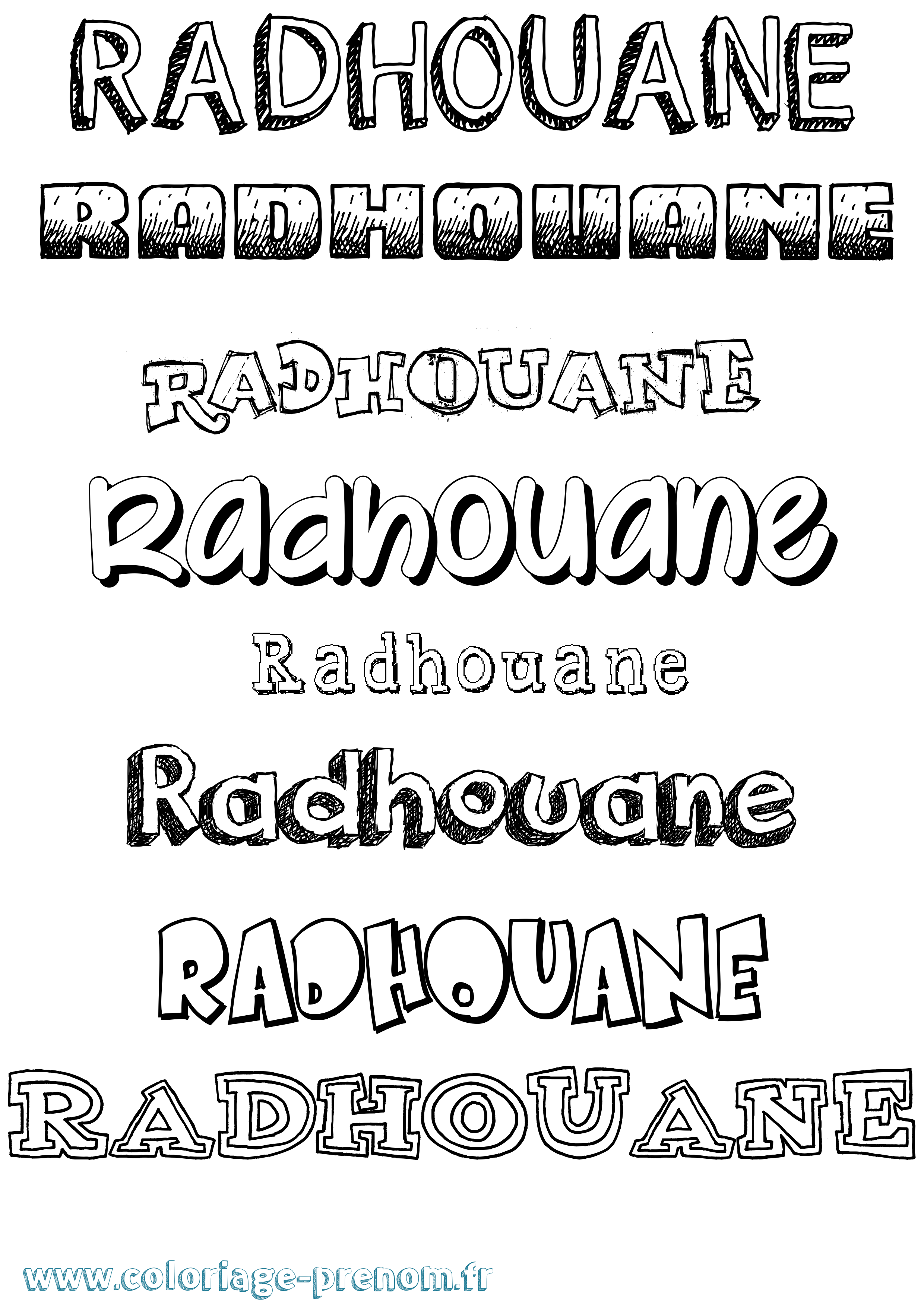 Coloriage prénom Radhouane Dessiné