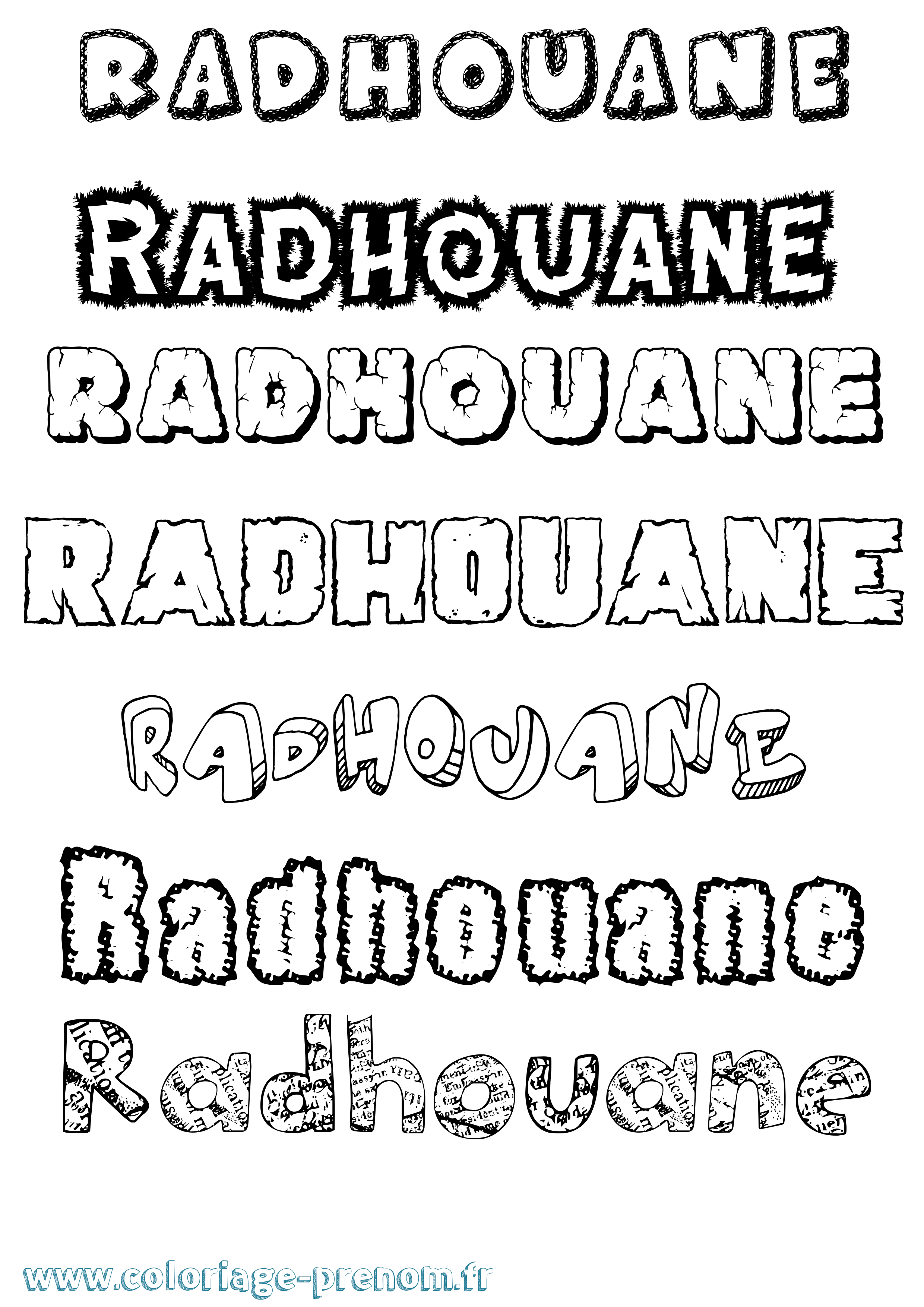 Coloriage prénom Radhouane Destructuré
