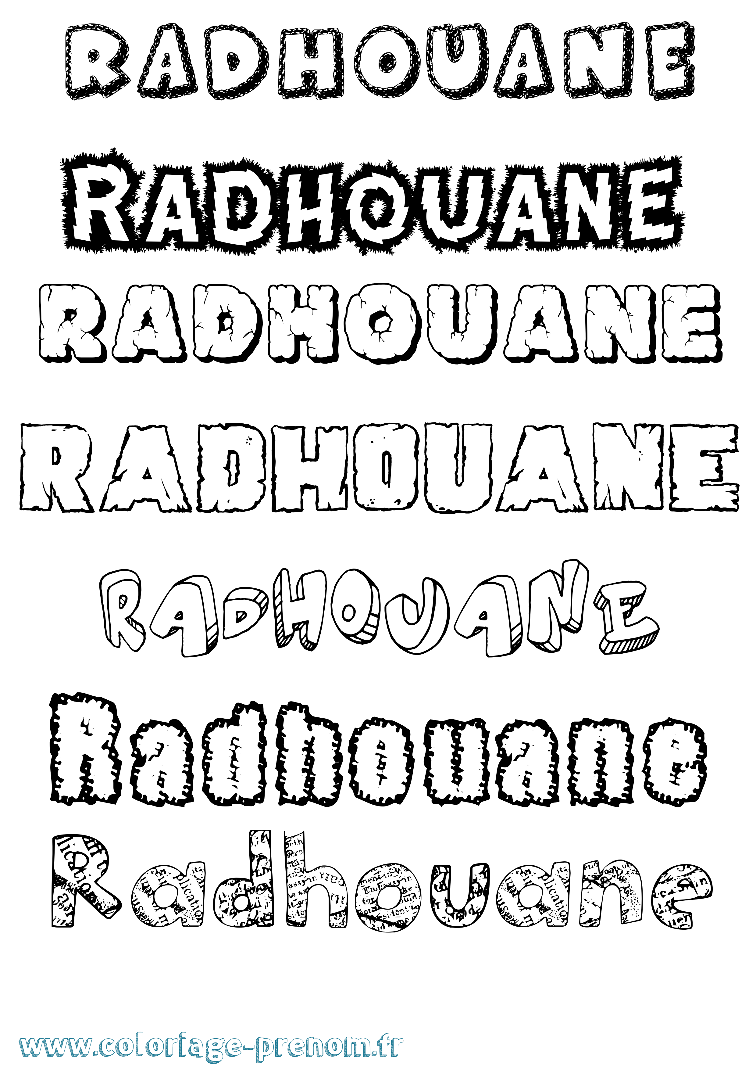 Coloriage Radhouane Destructuré Coloriage prénom Radhouane Destructuré