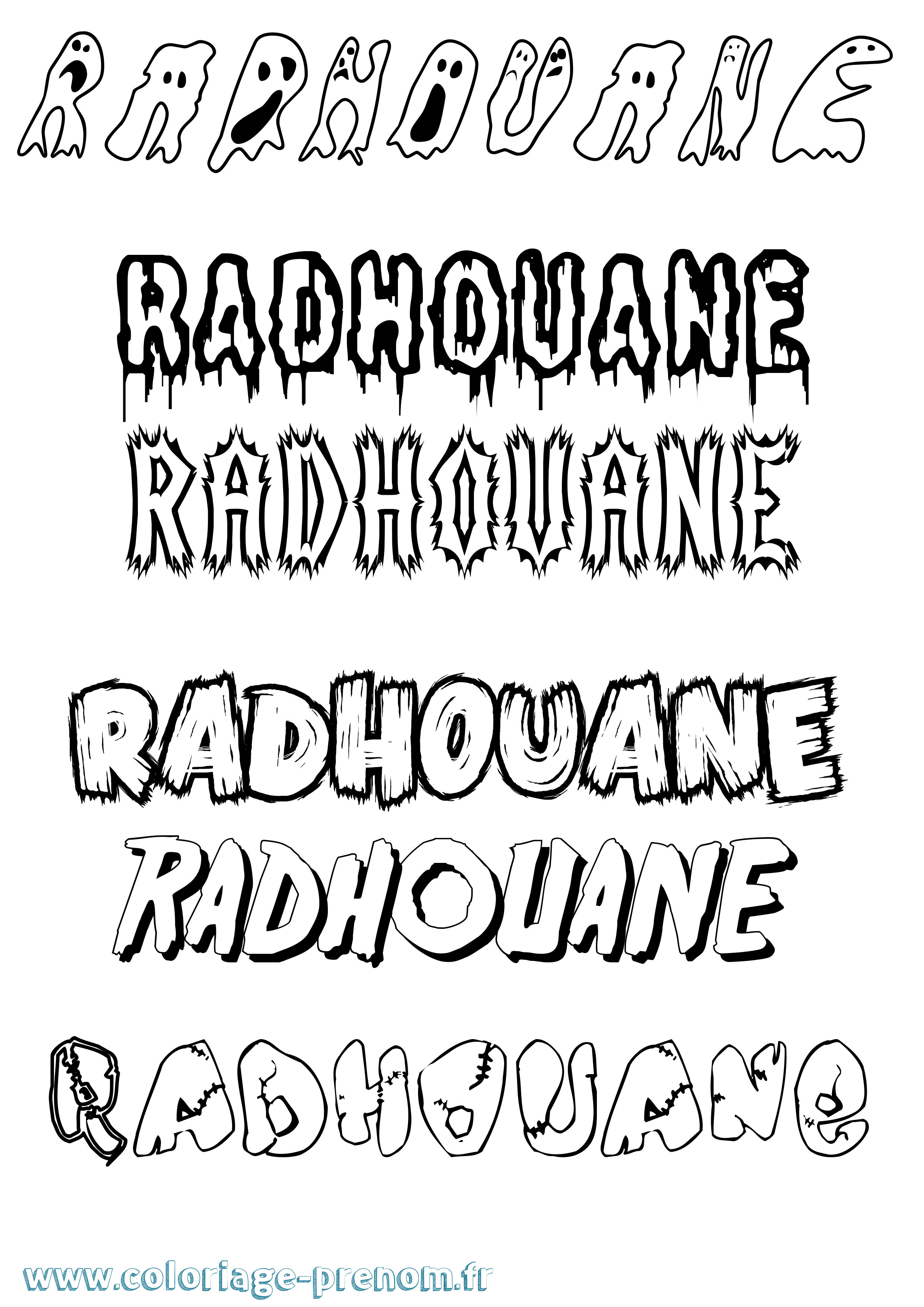 Coloriage Radhouane Frisson Coloriage prénom Radhouane Frisson