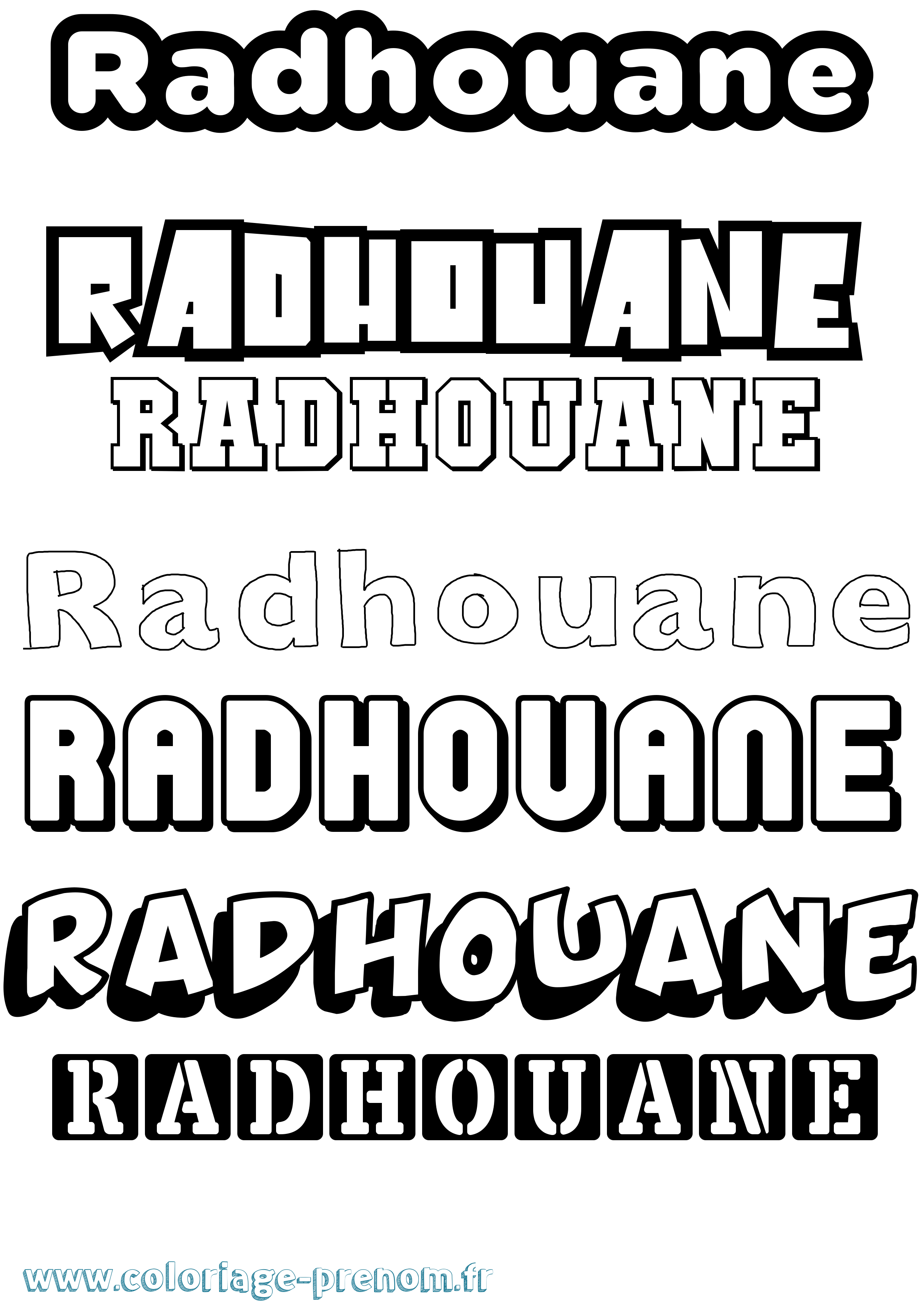 Coloriage prénom Radhouane Simple