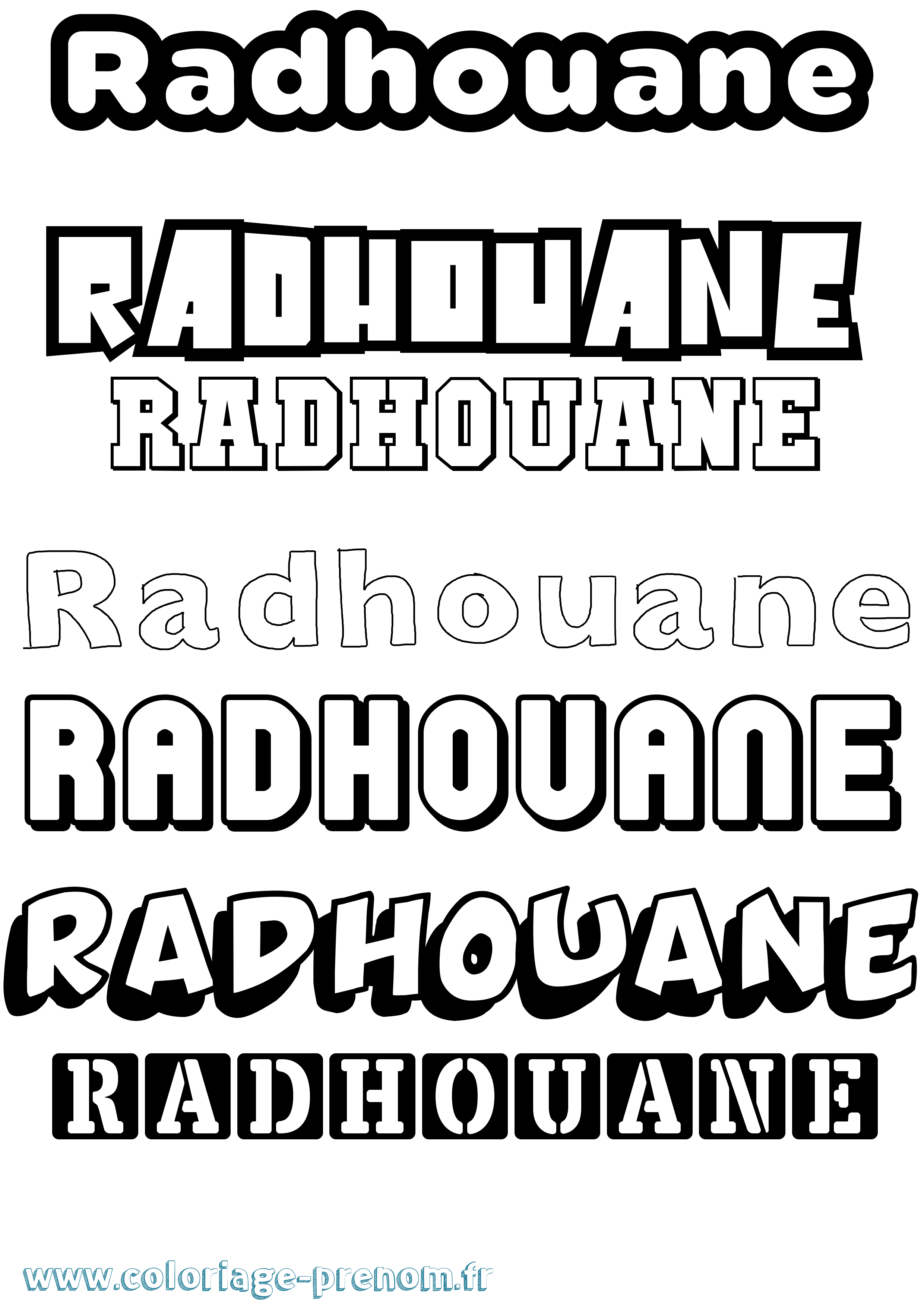 Coloriage Radhouane Simple Coloriage prénom Radhouane Simple