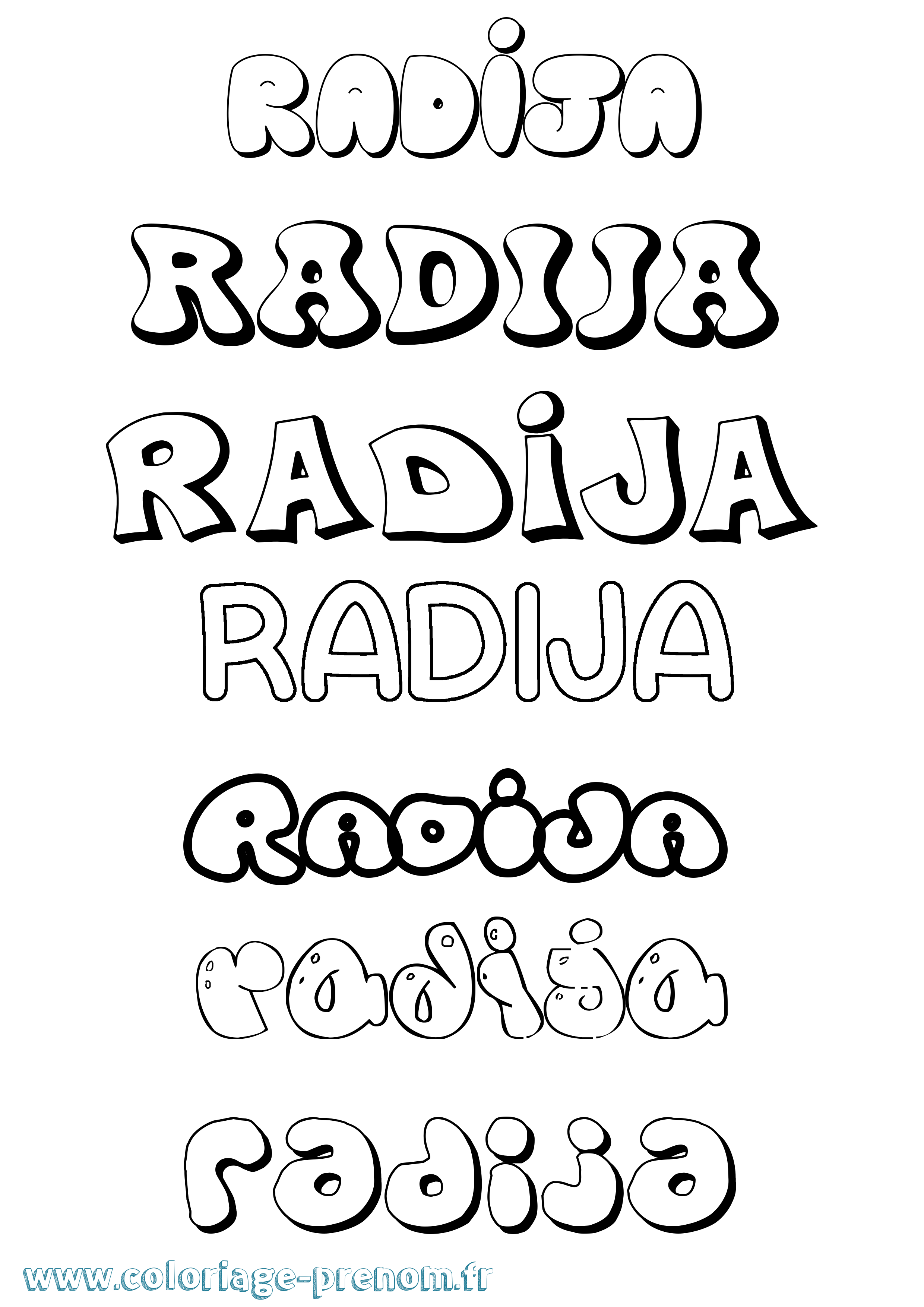 Coloriage Radija Bubble Coloriage prénom Radija Bubble
