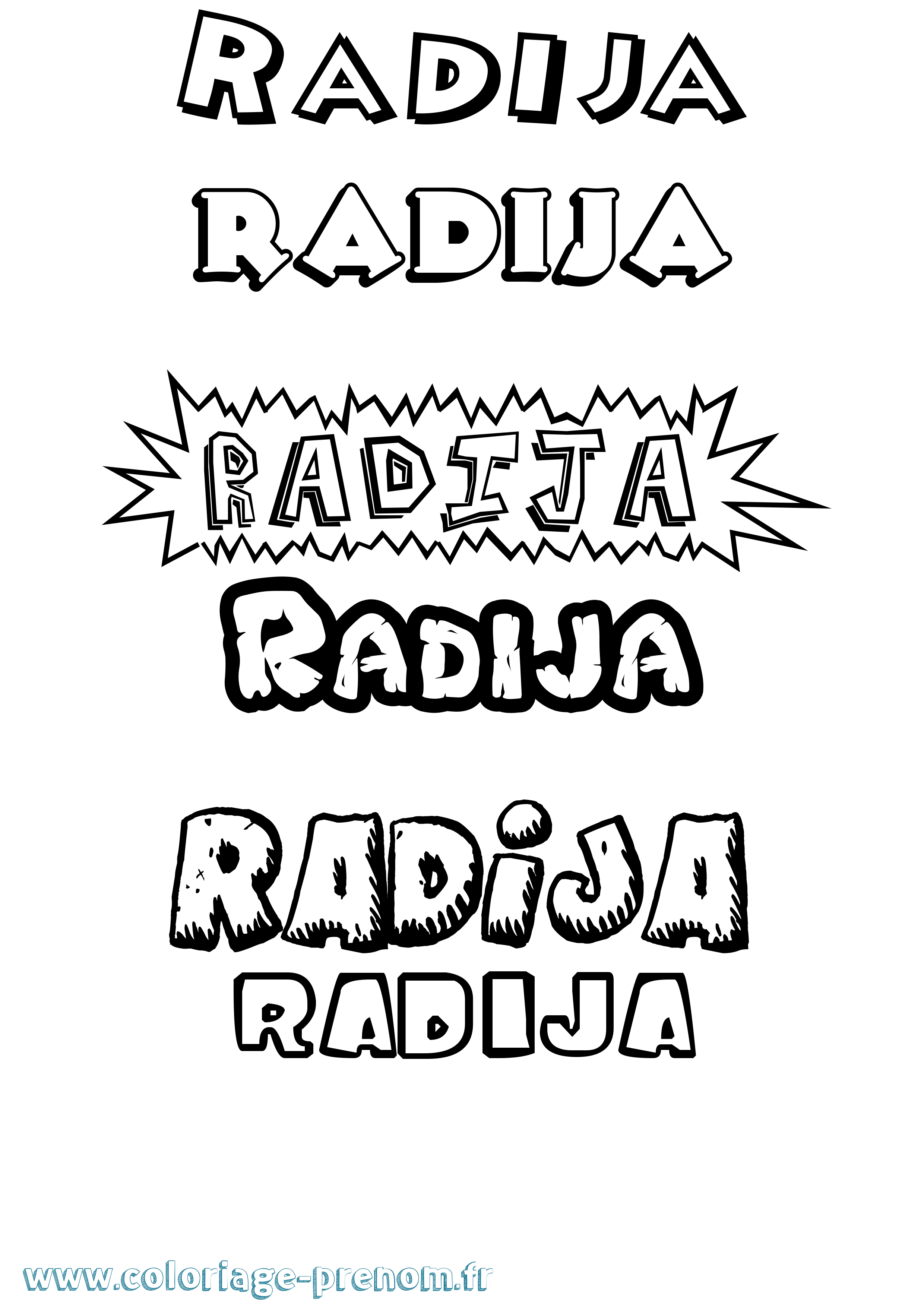 Coloriage Radija Dessin Animé Coloriage prénom Radija Dessin Animé