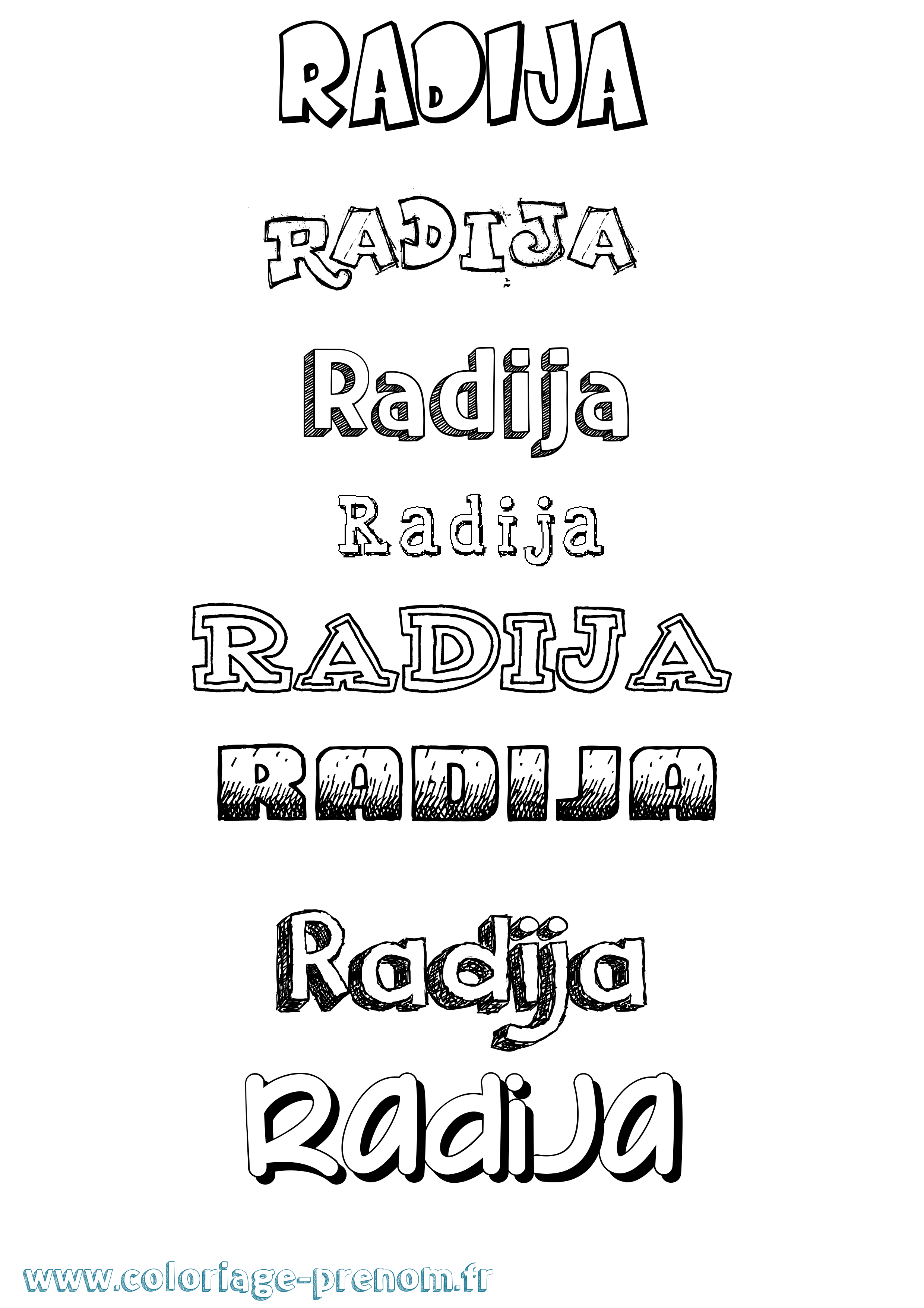 Coloriage Radija Dessiné Coloriage prénom Radija Dessiné