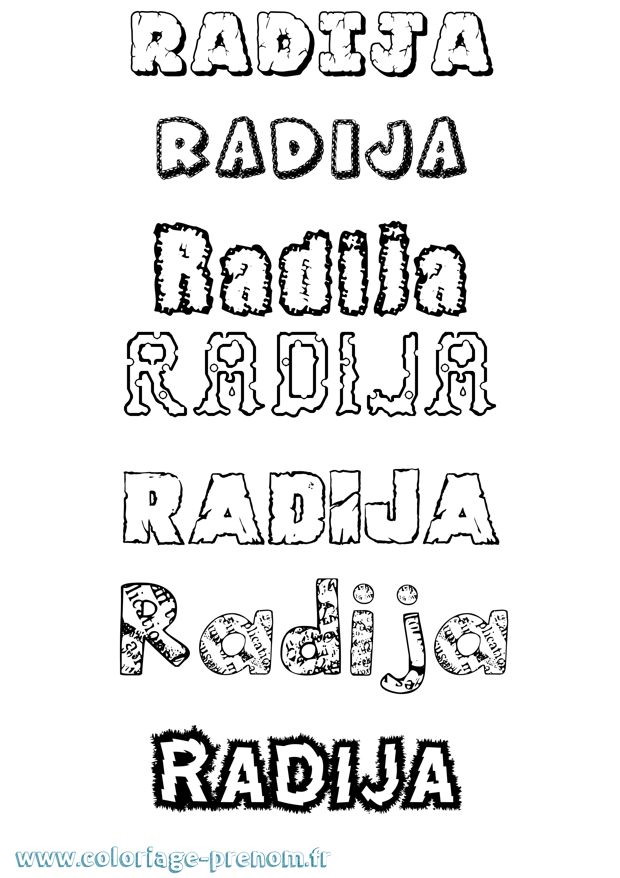 Coloriage Radija Destructuré Coloriage prénom Radija Destructuré