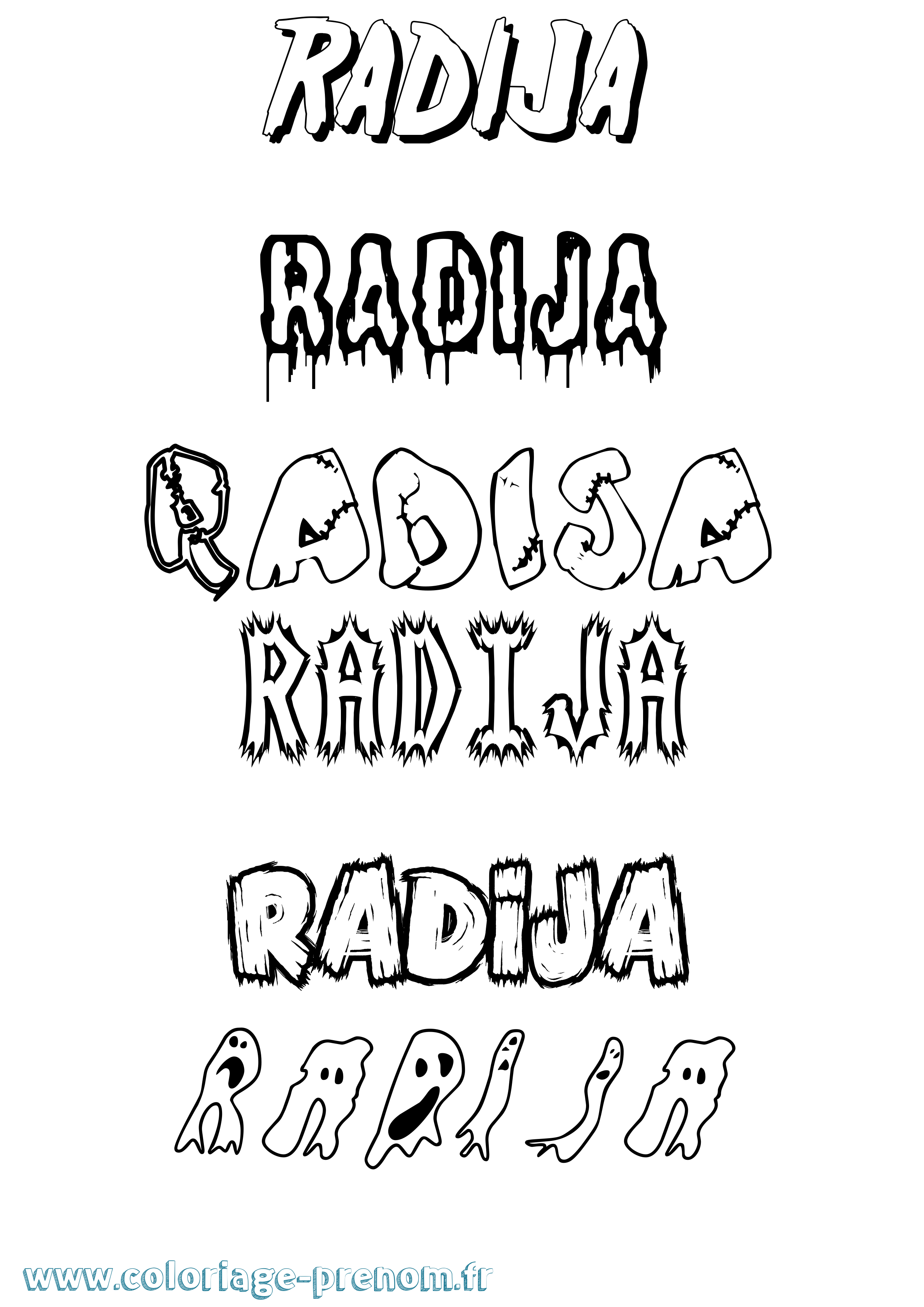 Coloriage Radija Frisson Coloriage prénom Radija Frisson