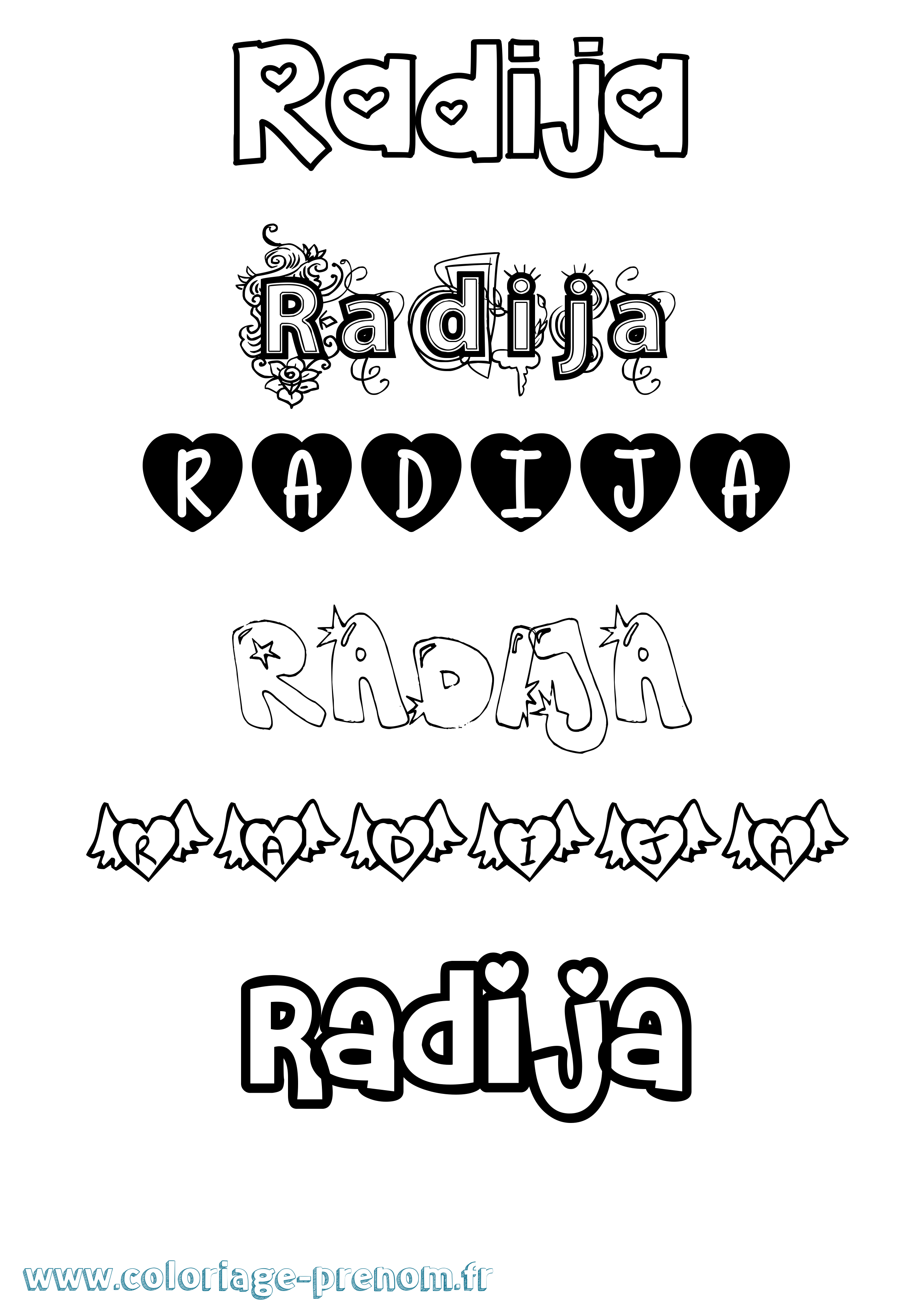 Coloriage Radija Girly Coloriage prénom Radija Girly
