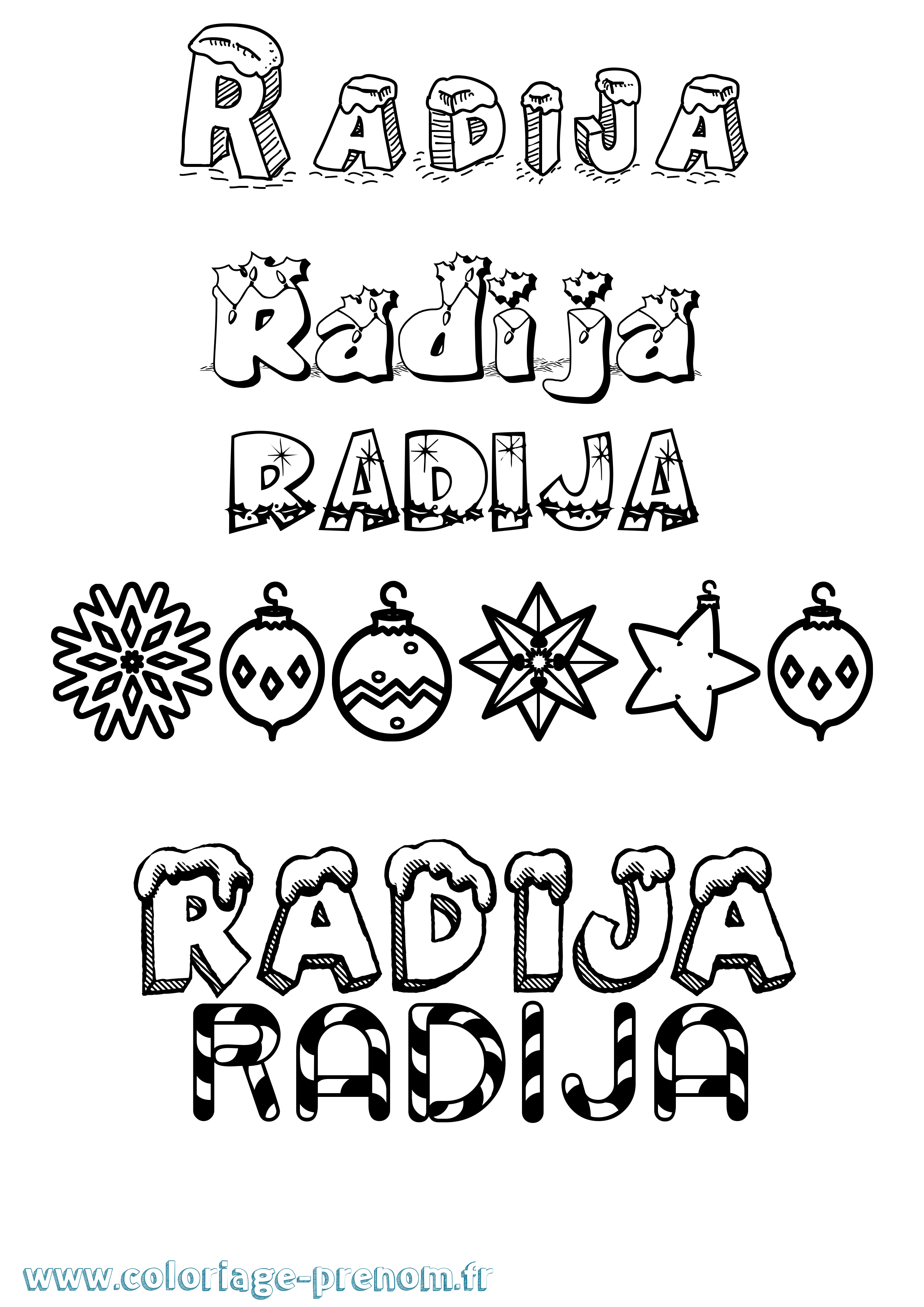 Coloriage Radija Noël Coloriage prénom Radija Noël