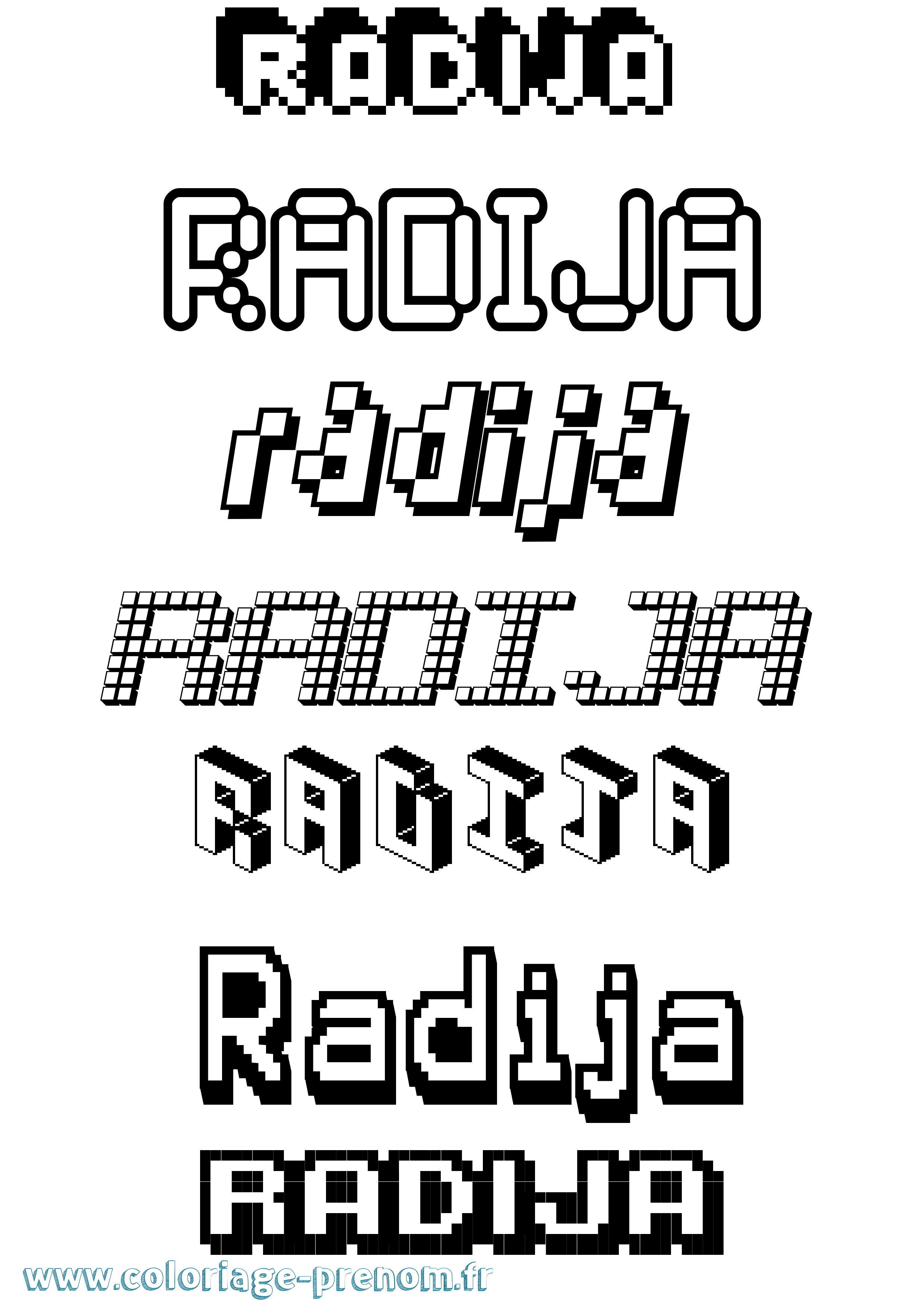 Coloriage Radija Pixel Coloriage prénom Radija Pixel