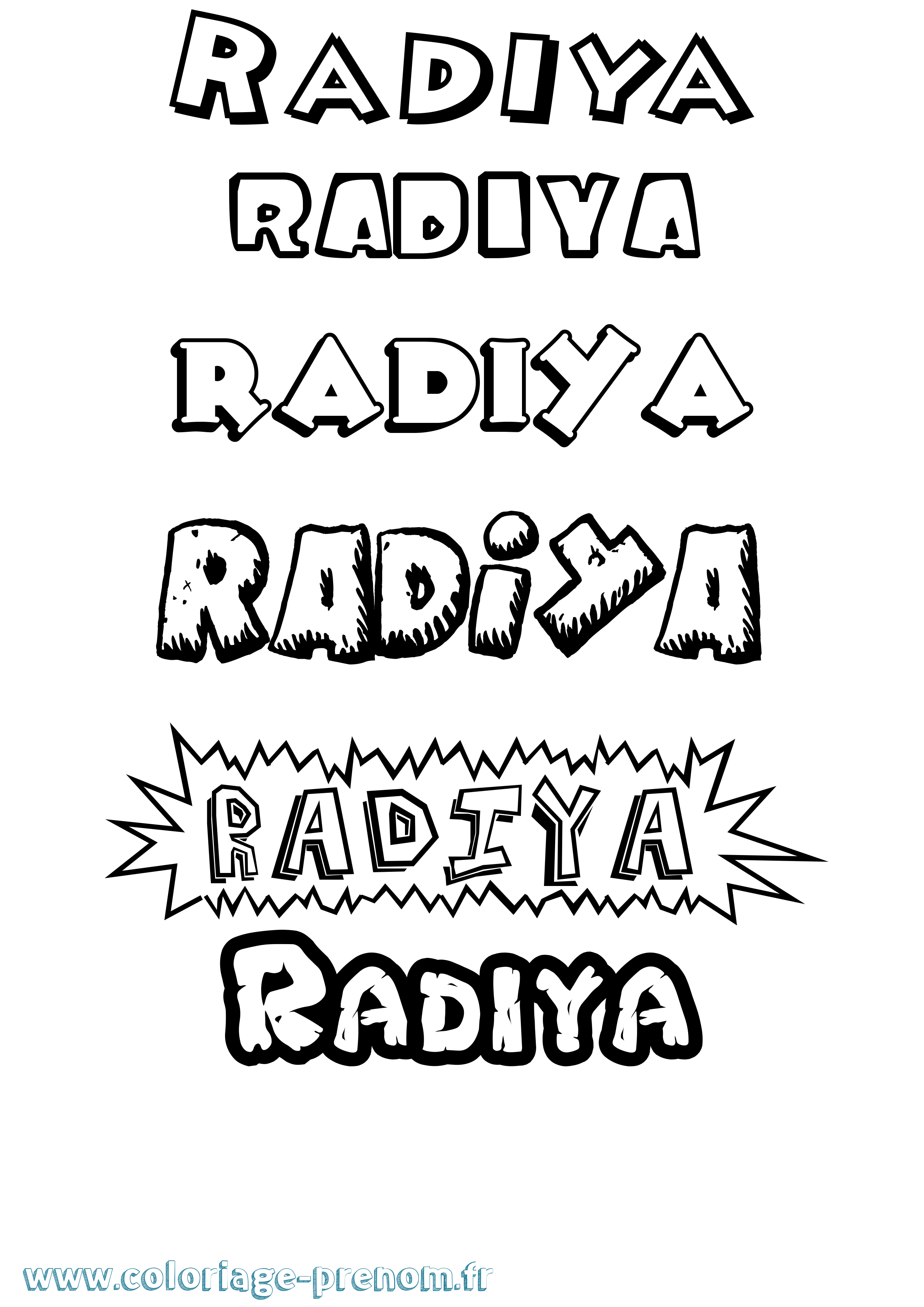 Coloriage prénom Radiya Dessin Animé