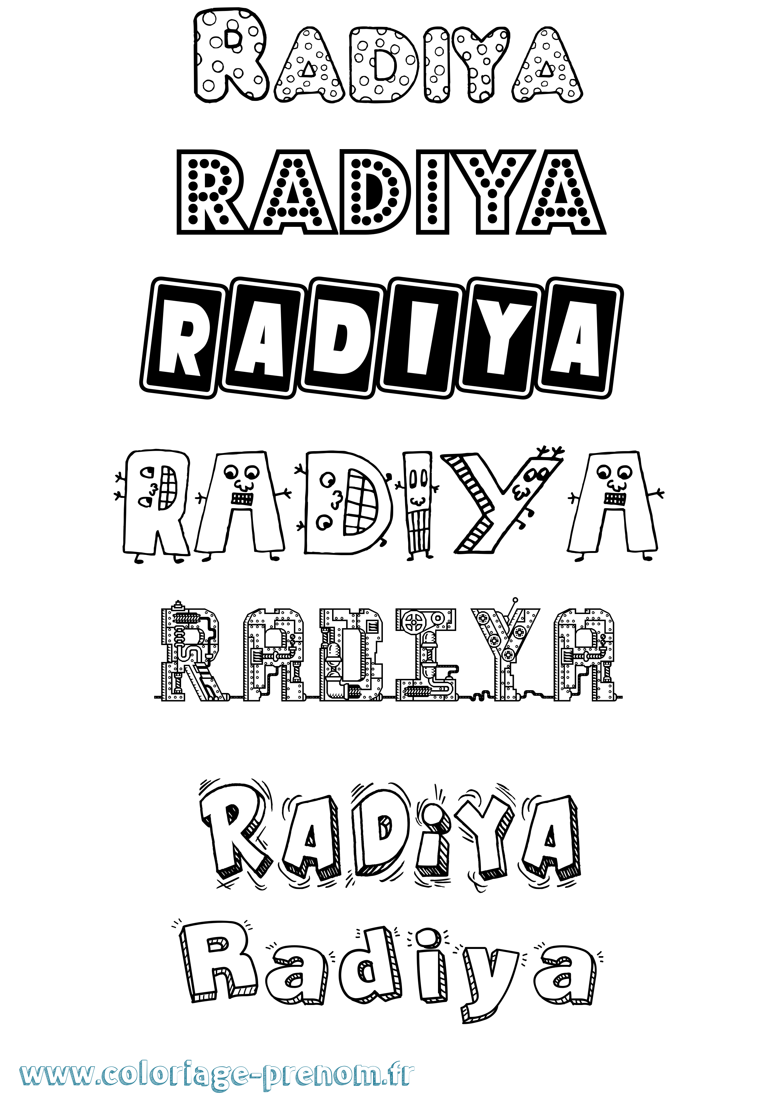 Coloriage prénom Radiya Fun
