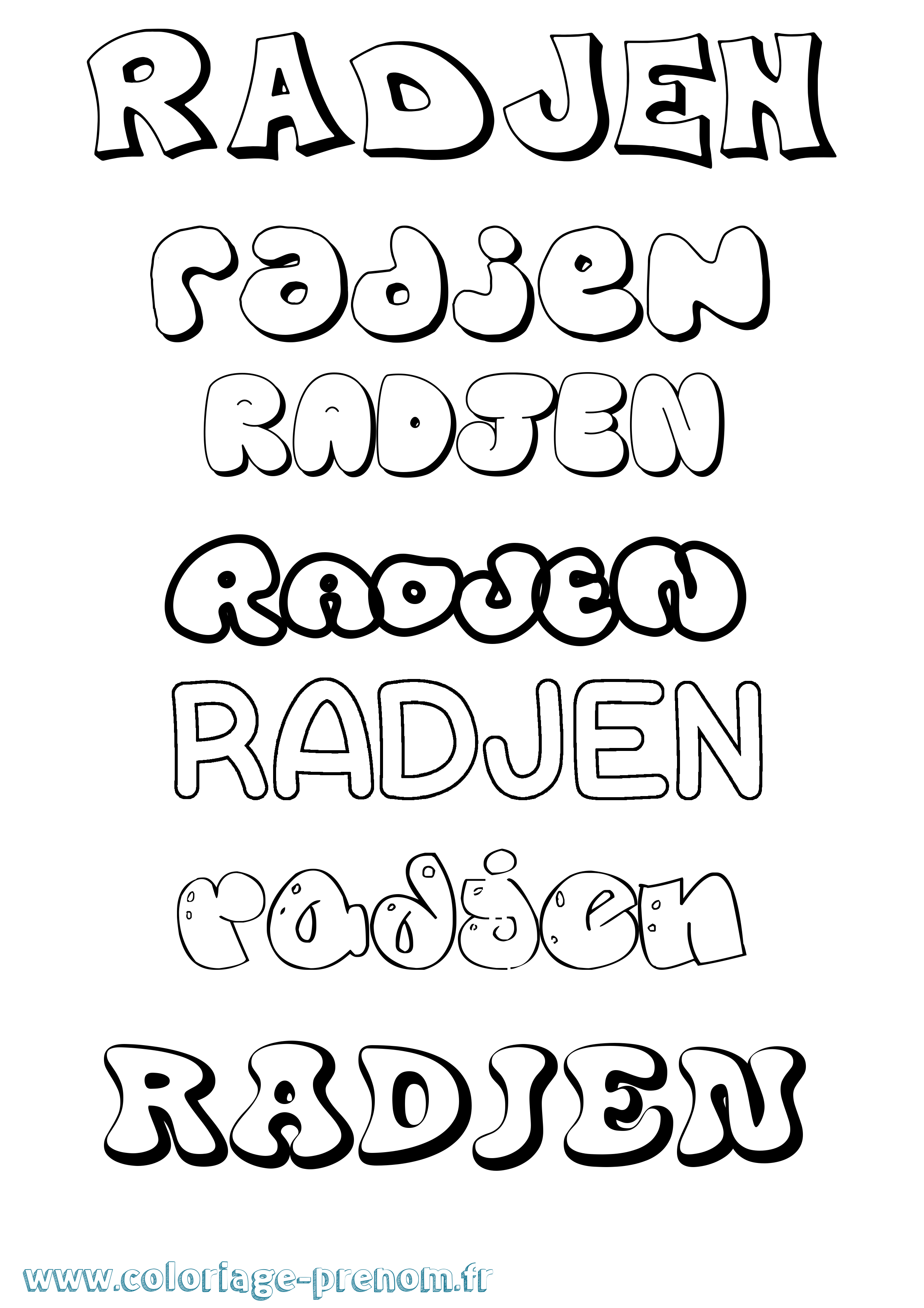 Coloriage Radjen Bubble Coloriage prénom Radjen Bubble
