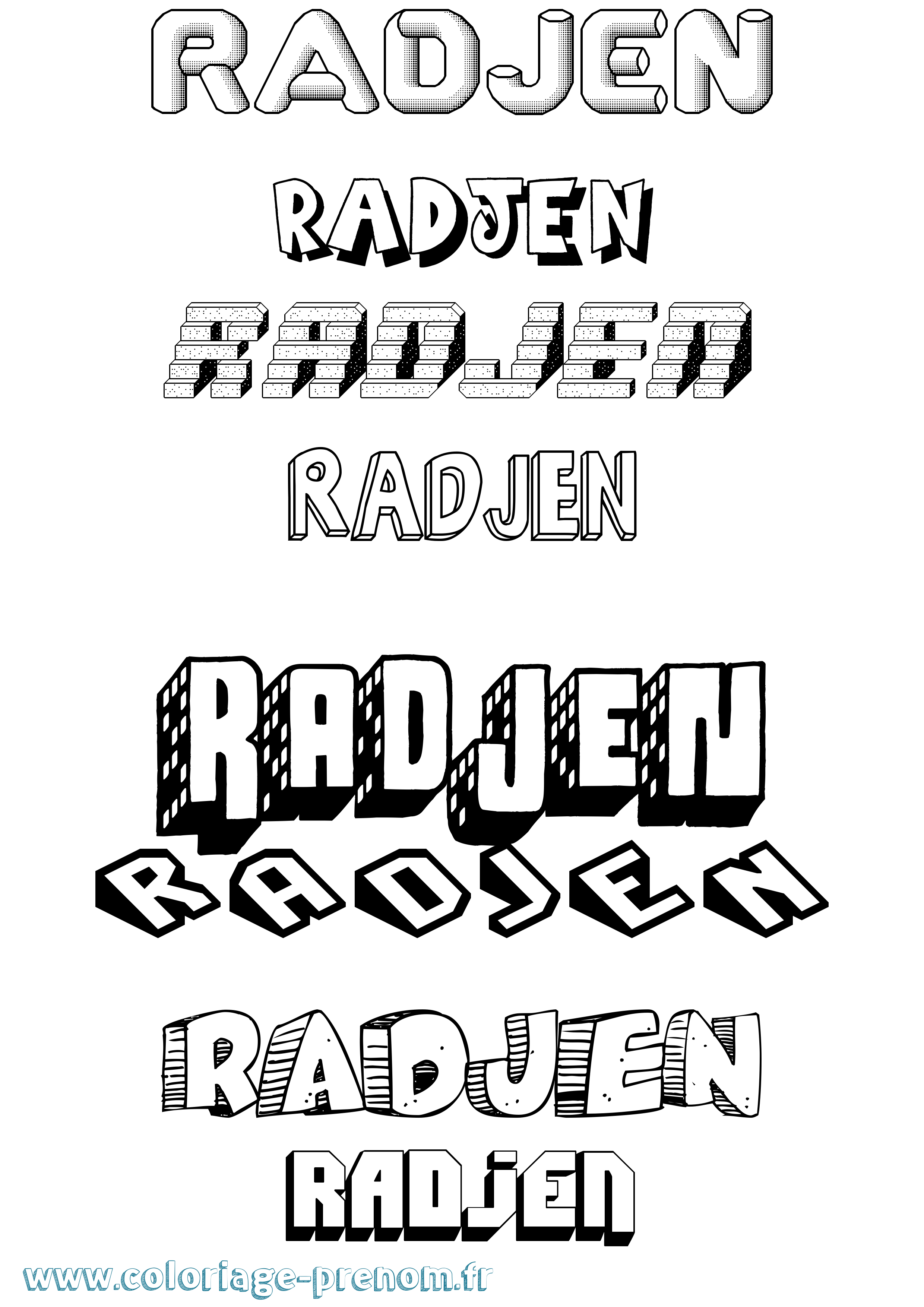 Coloriage Radjen Effet 3D Coloriage prénom Radjen Effet 3D
