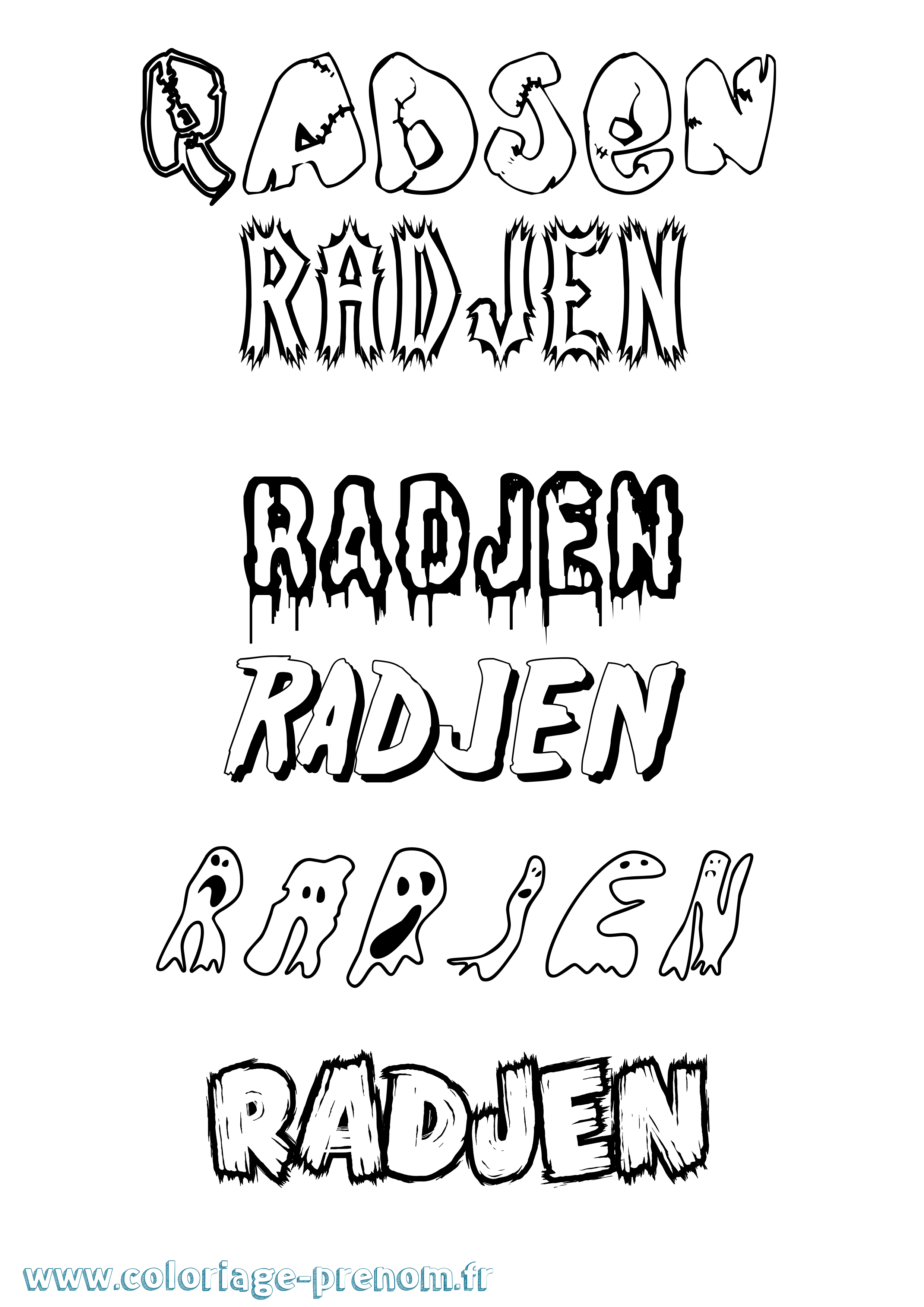 Coloriage Radjen Frisson Coloriage prénom Radjen Frisson