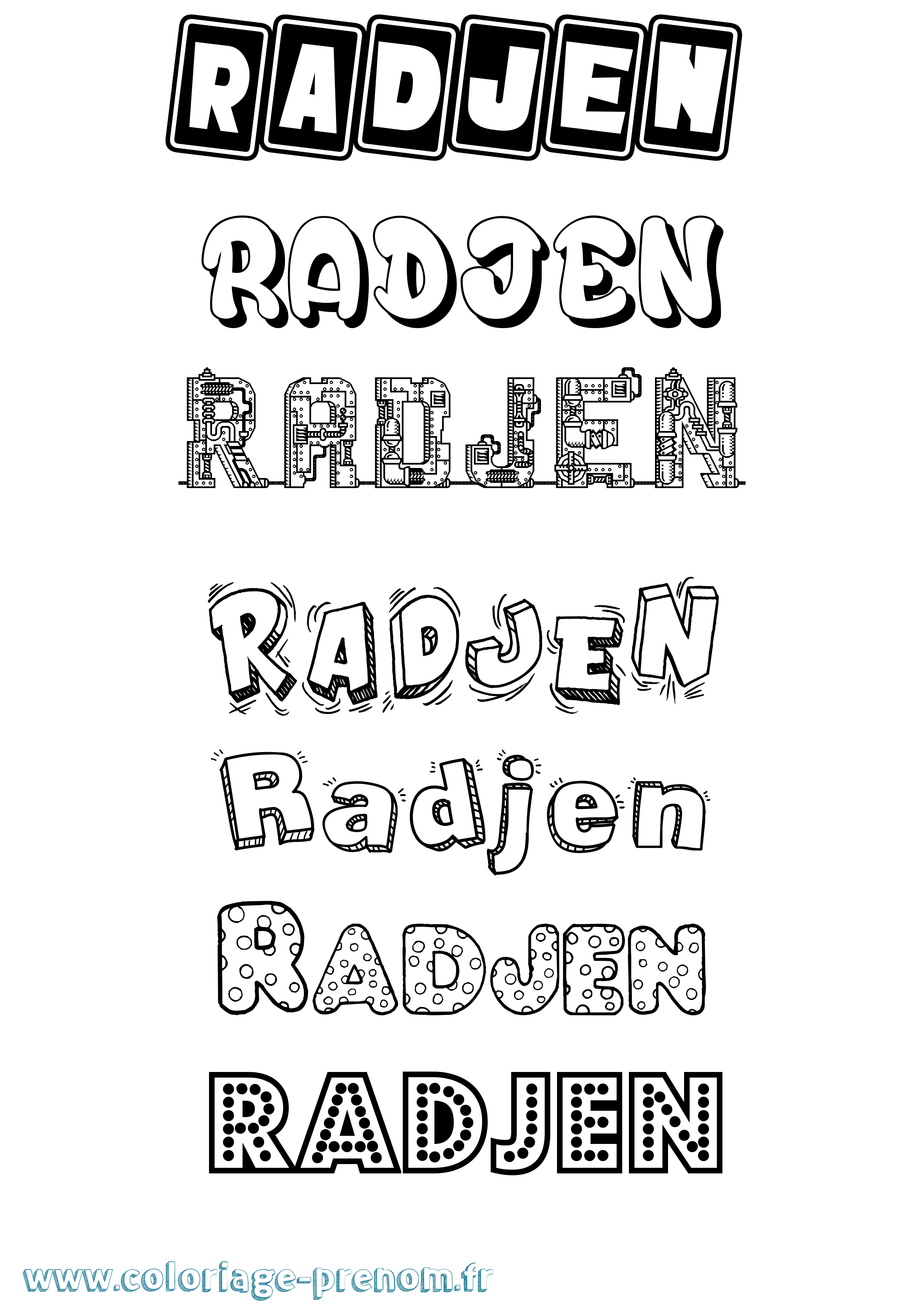 Coloriage Radjen Fun Coloriage prénom Radjen Fun