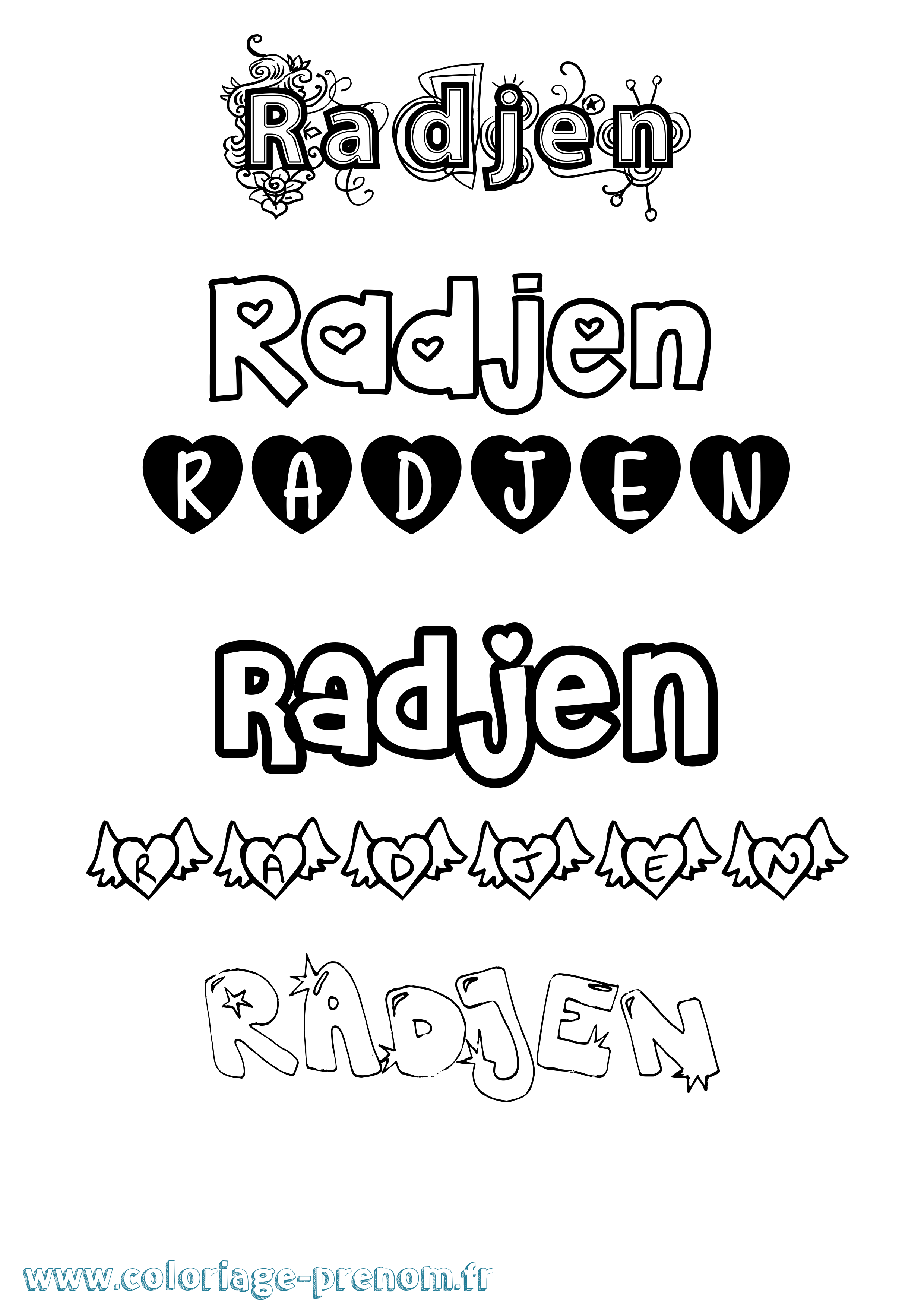 Coloriage Radjen Girly Coloriage prénom Radjen Girly