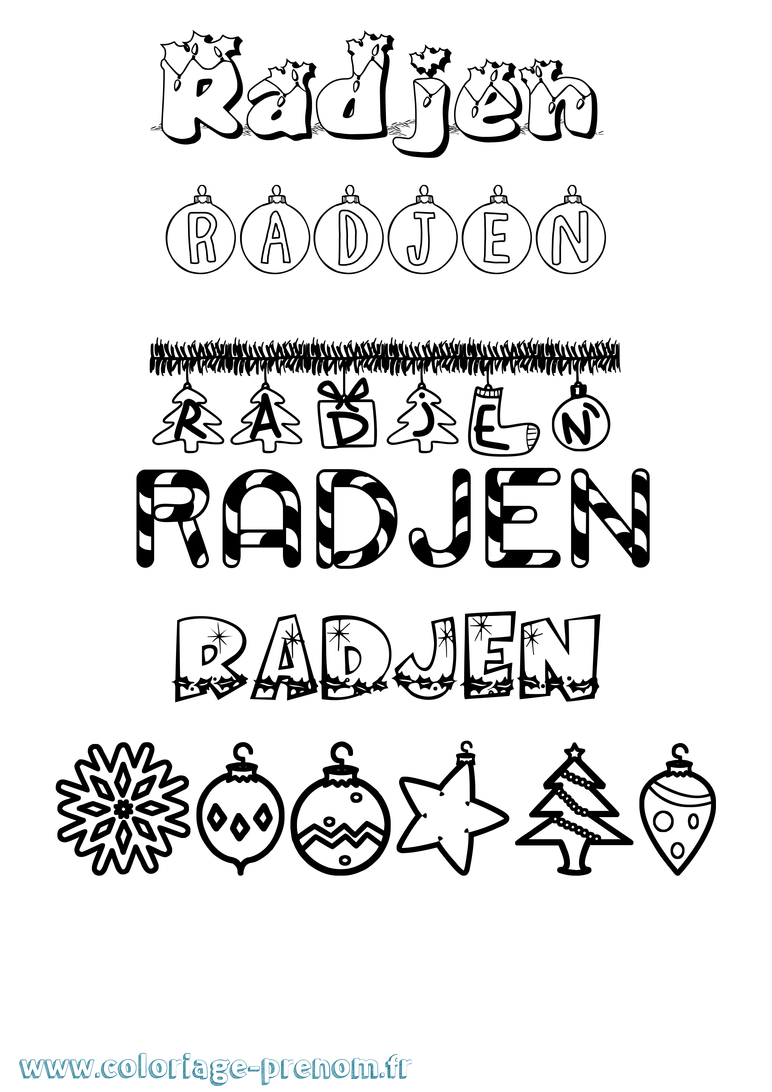 Coloriage Radjen Noël Coloriage prénom Radjen Noël