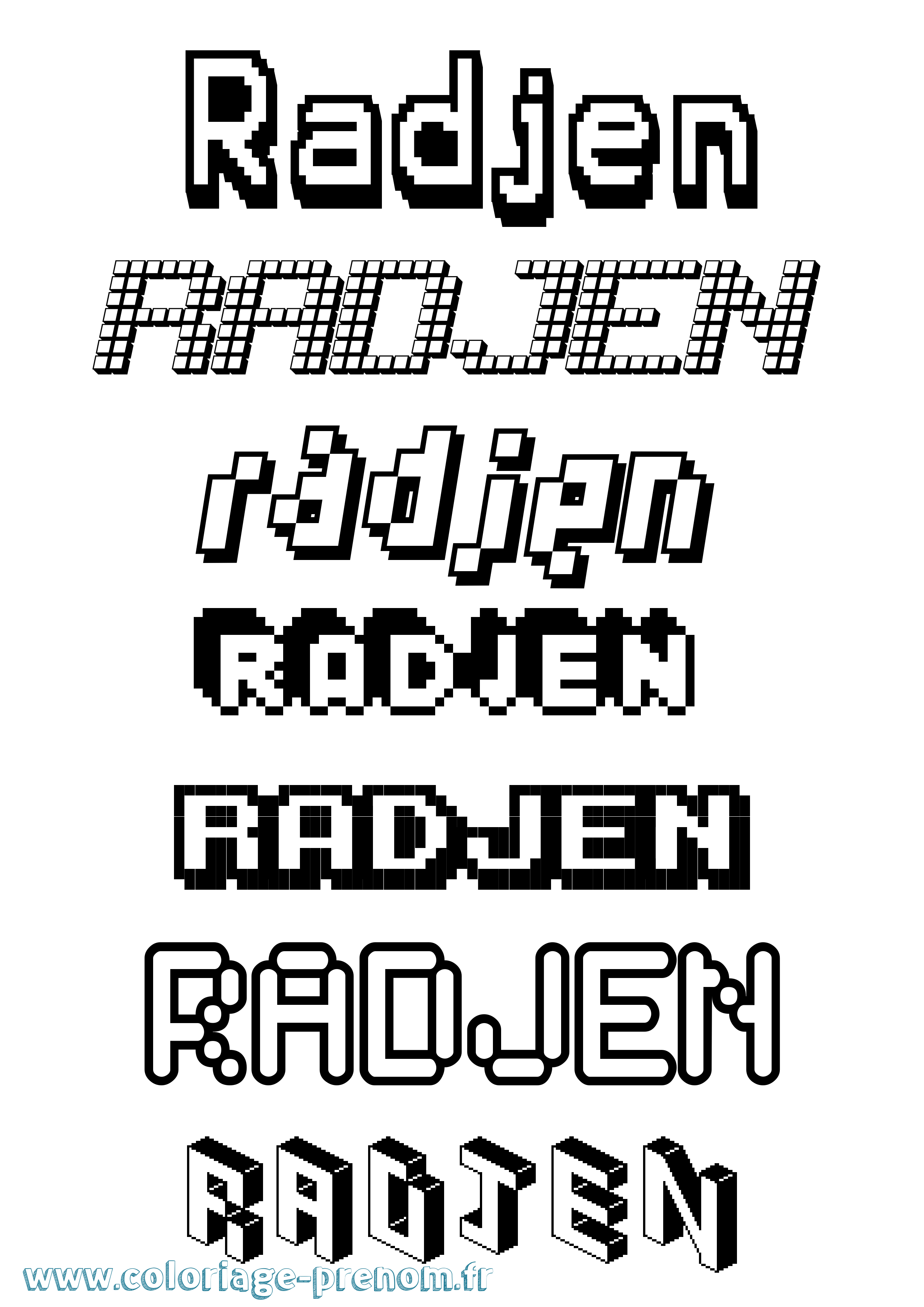Coloriage Radjen Pixel Coloriage prénom Radjen Pixel