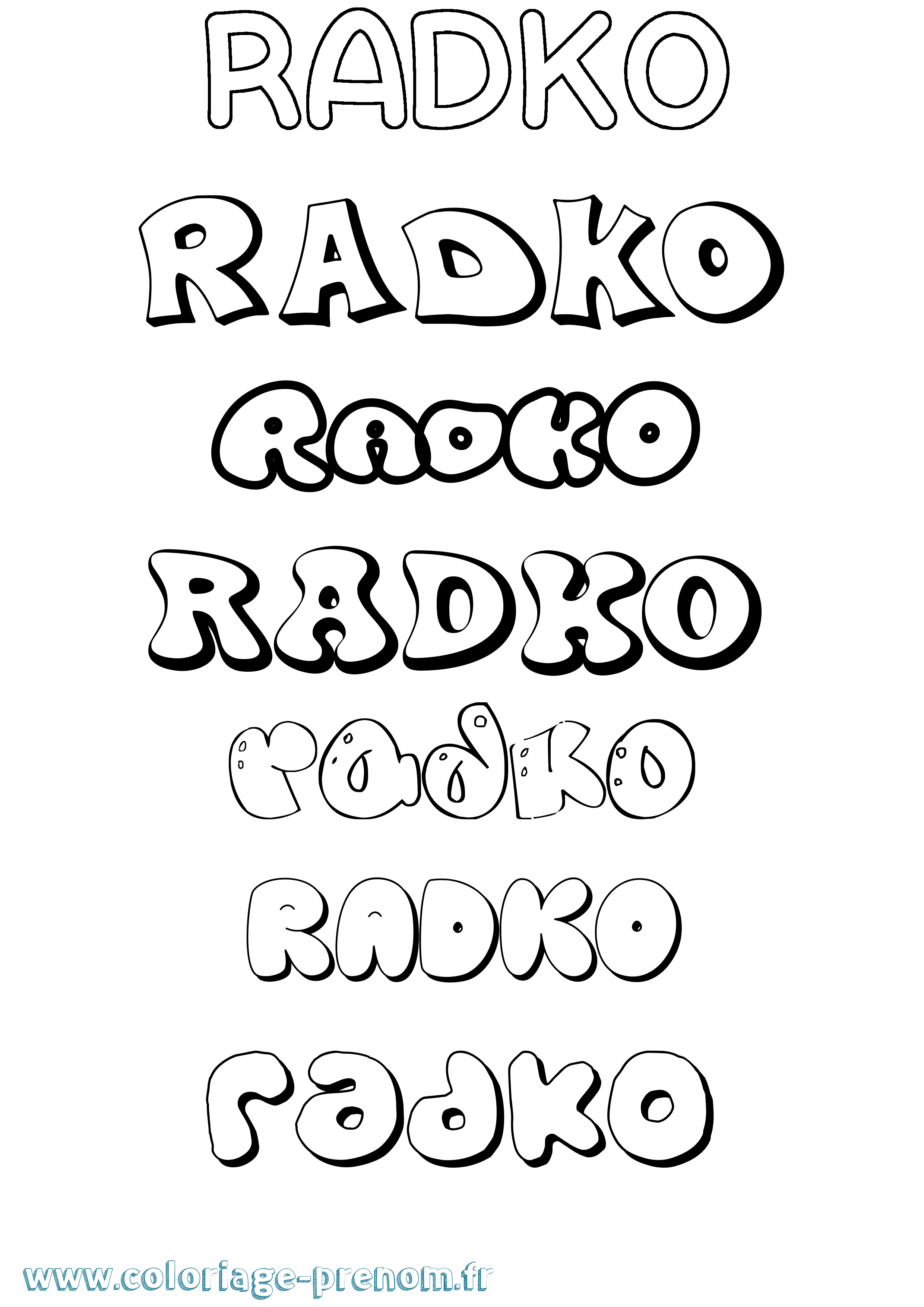 Coloriage Radko Bubble Coloriage prénom Radko Bubble