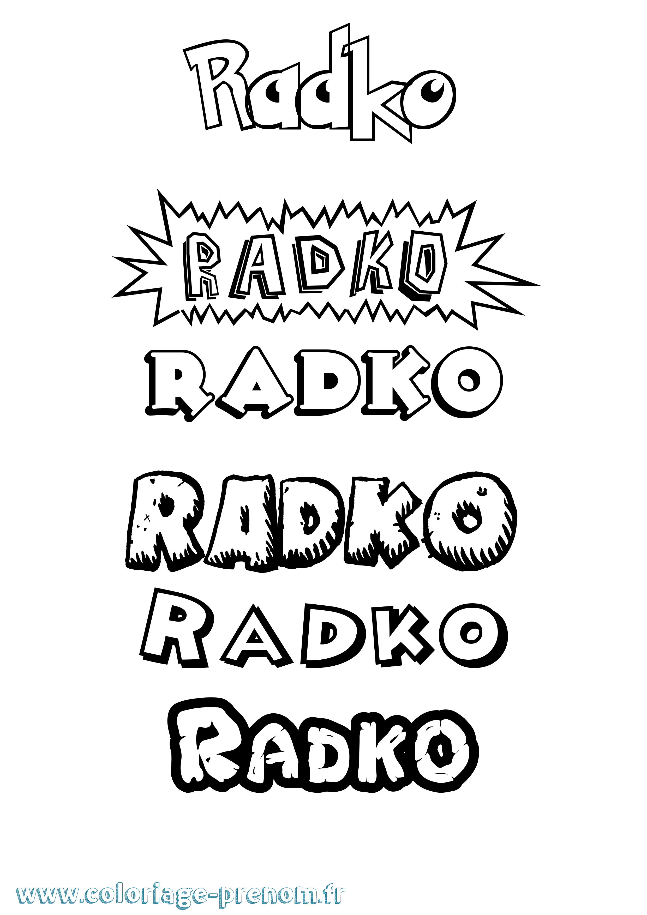 Coloriage Radko Dessin Animé Coloriage prénom Radko Dessin Animé