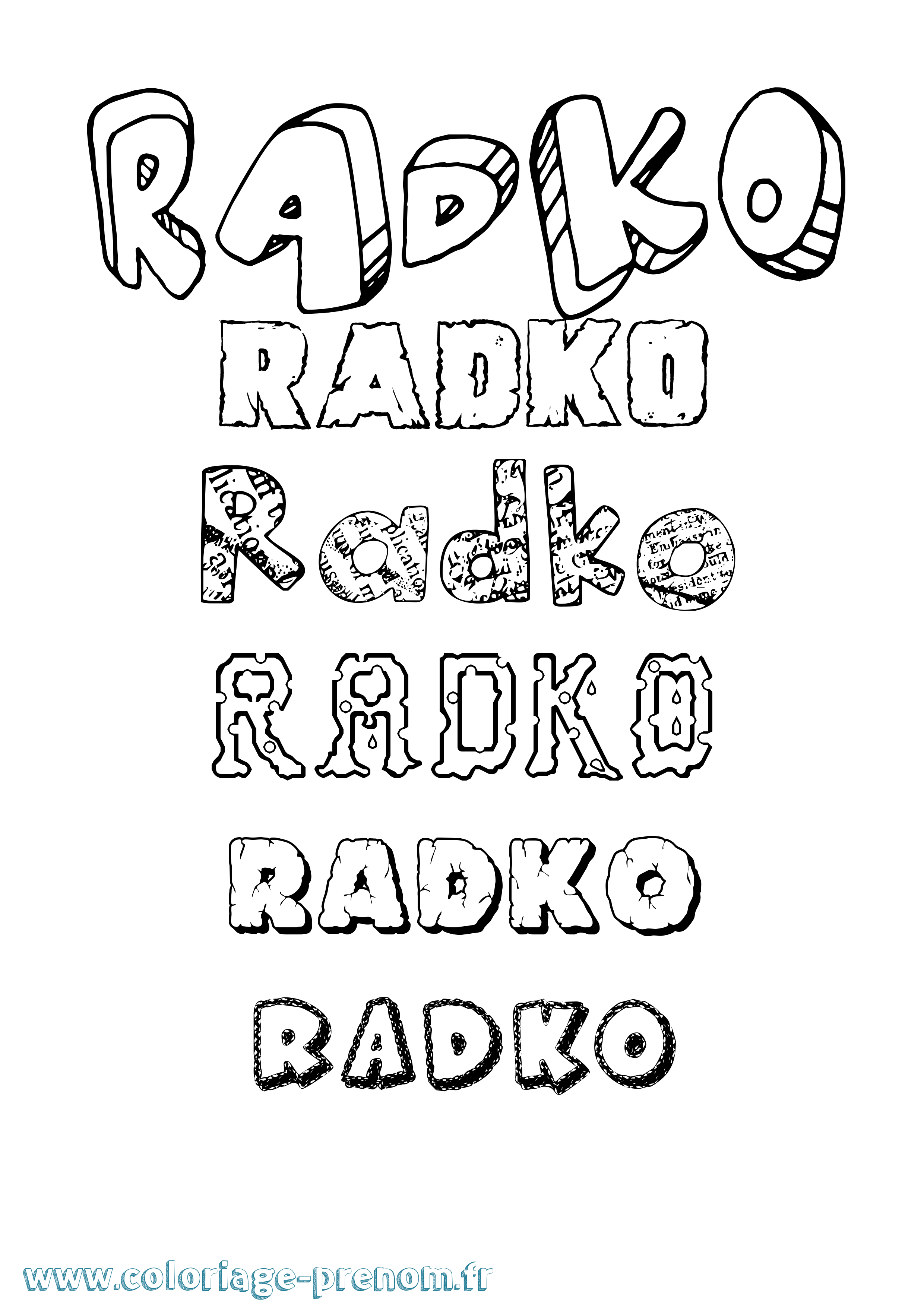 Coloriage Radko Destructuré Coloriage prénom Radko Destructuré