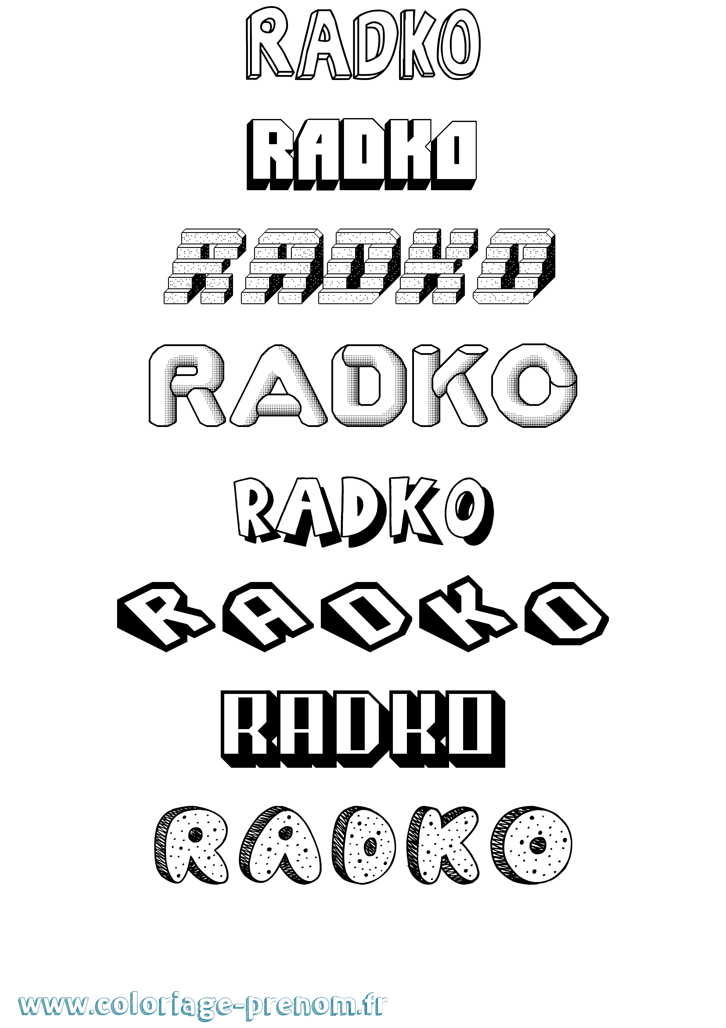 Coloriage Radko Effet 3D Coloriage prénom Radko Effet 3D