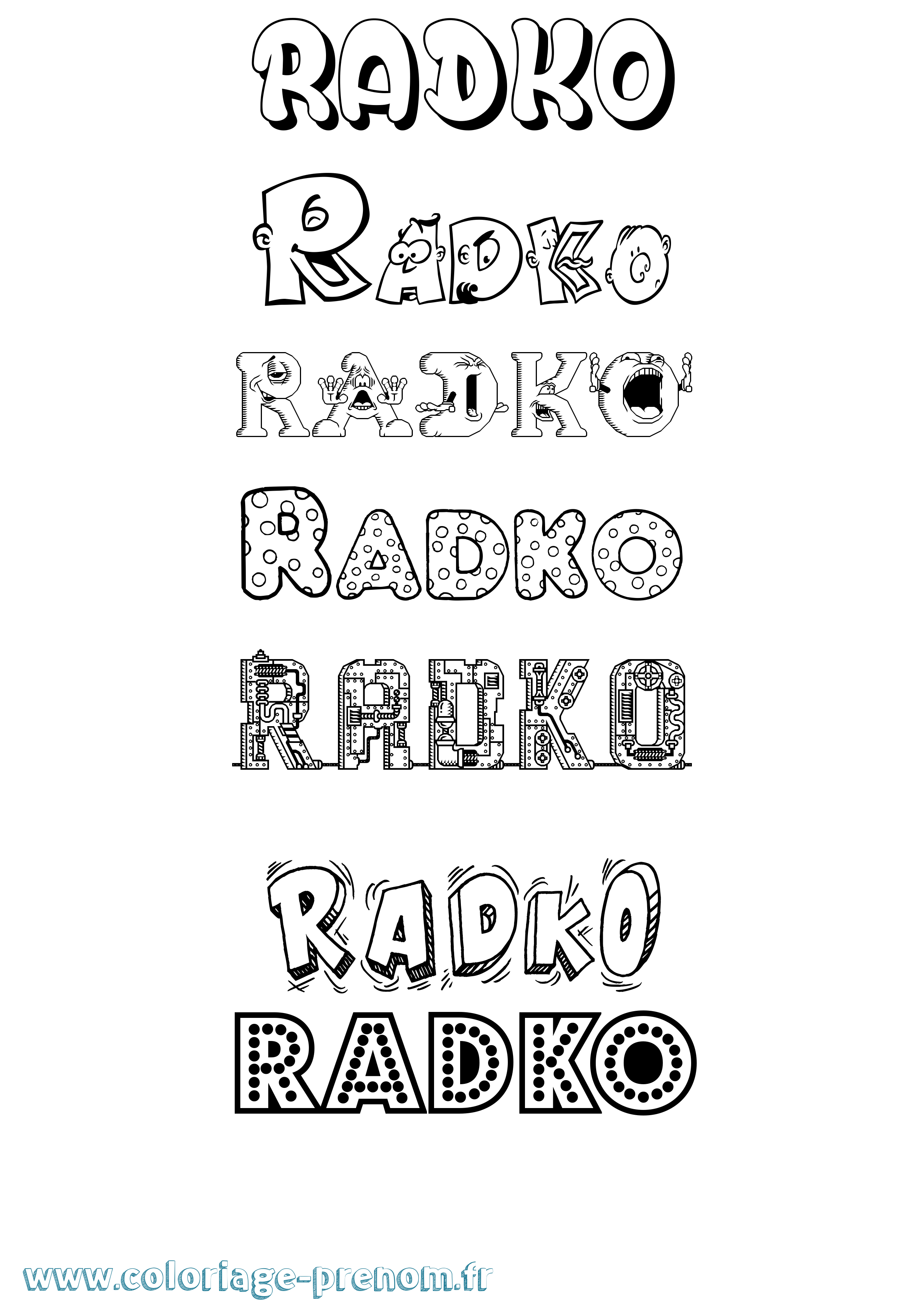 Coloriage Radko Fun Coloriage prénom Radko Fun