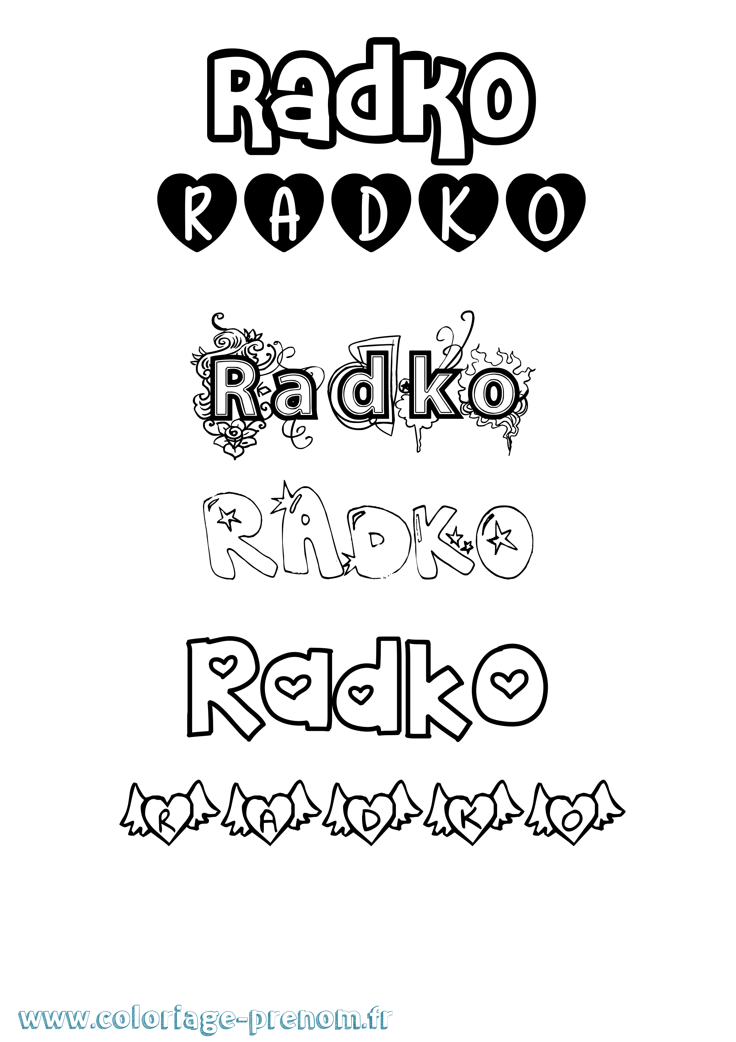 Coloriage Radko Girly Coloriage prénom Radko Girly
