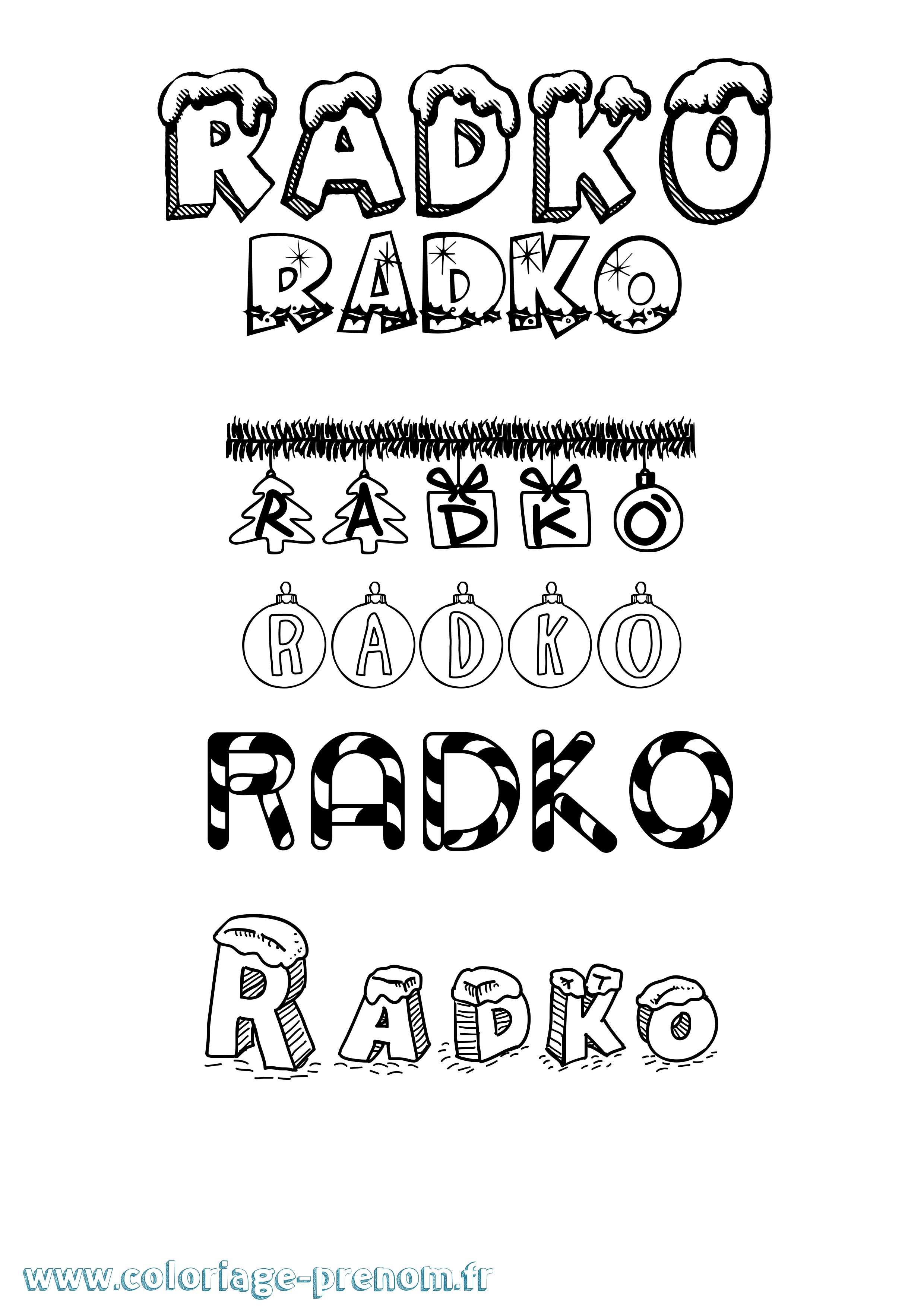 Coloriage Radko Noël Coloriage prénom Radko Noël