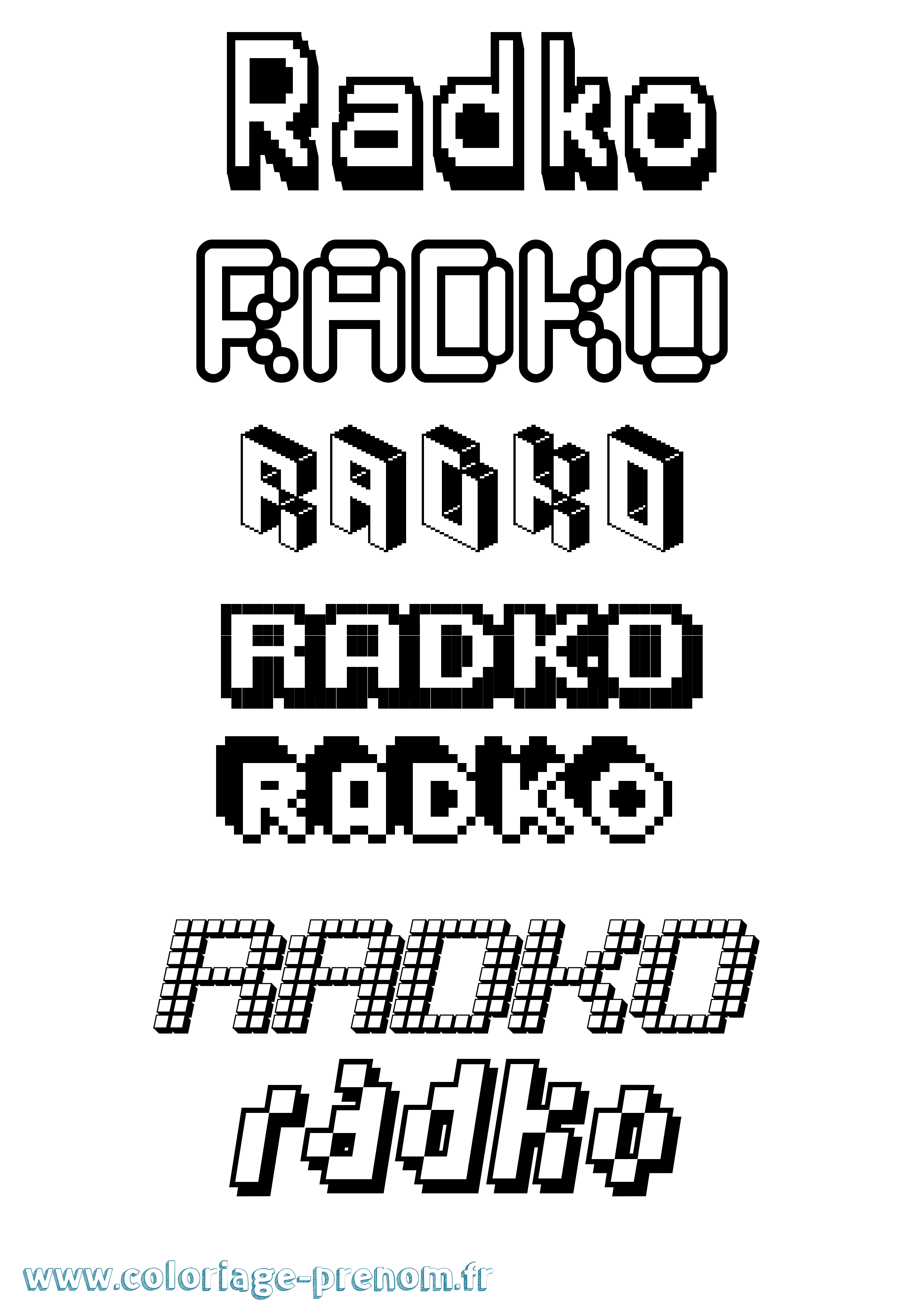 Coloriage Radko Pixel Coloriage prénom Radko Pixel