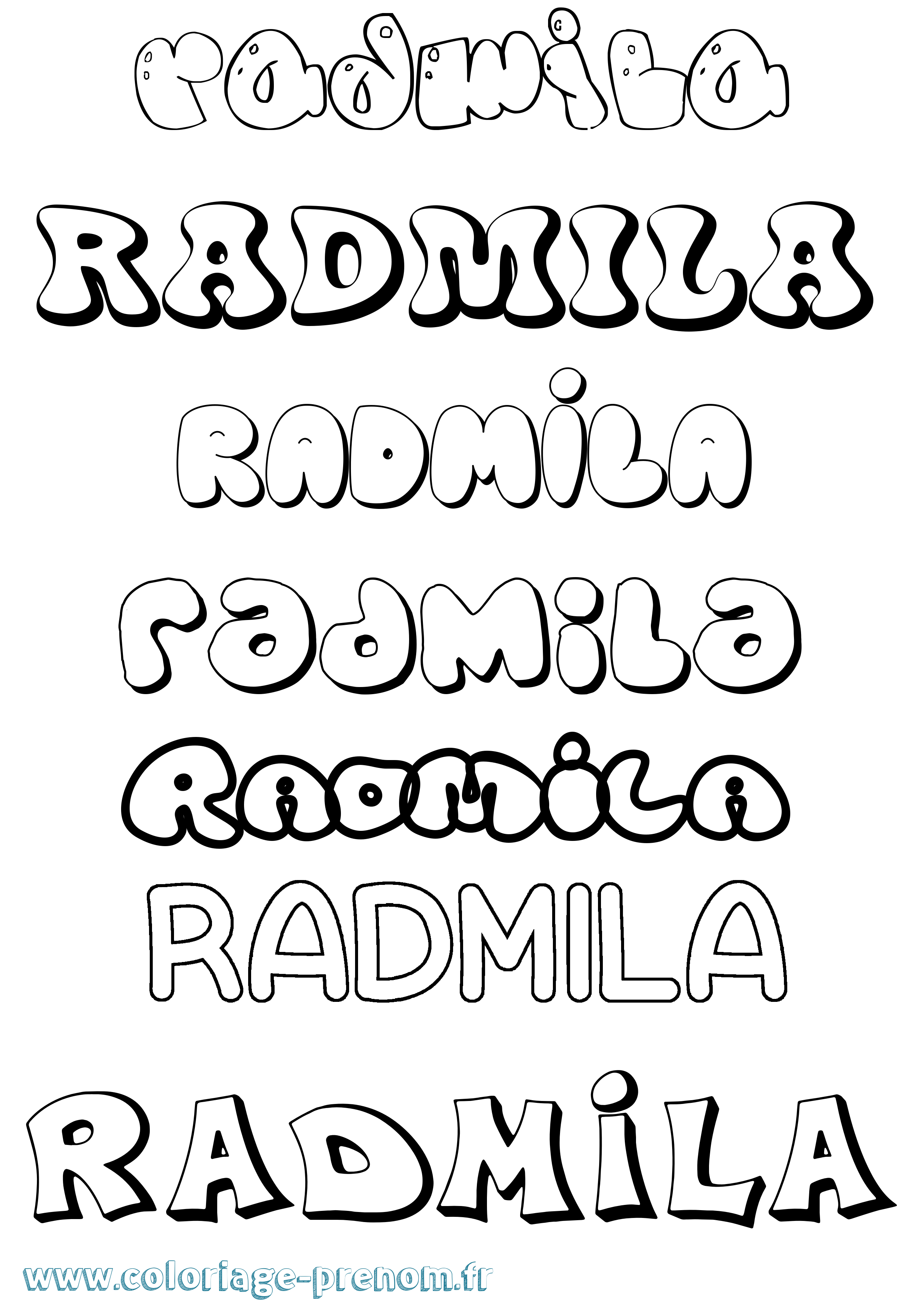 Coloriage prénom Radmila Bubble