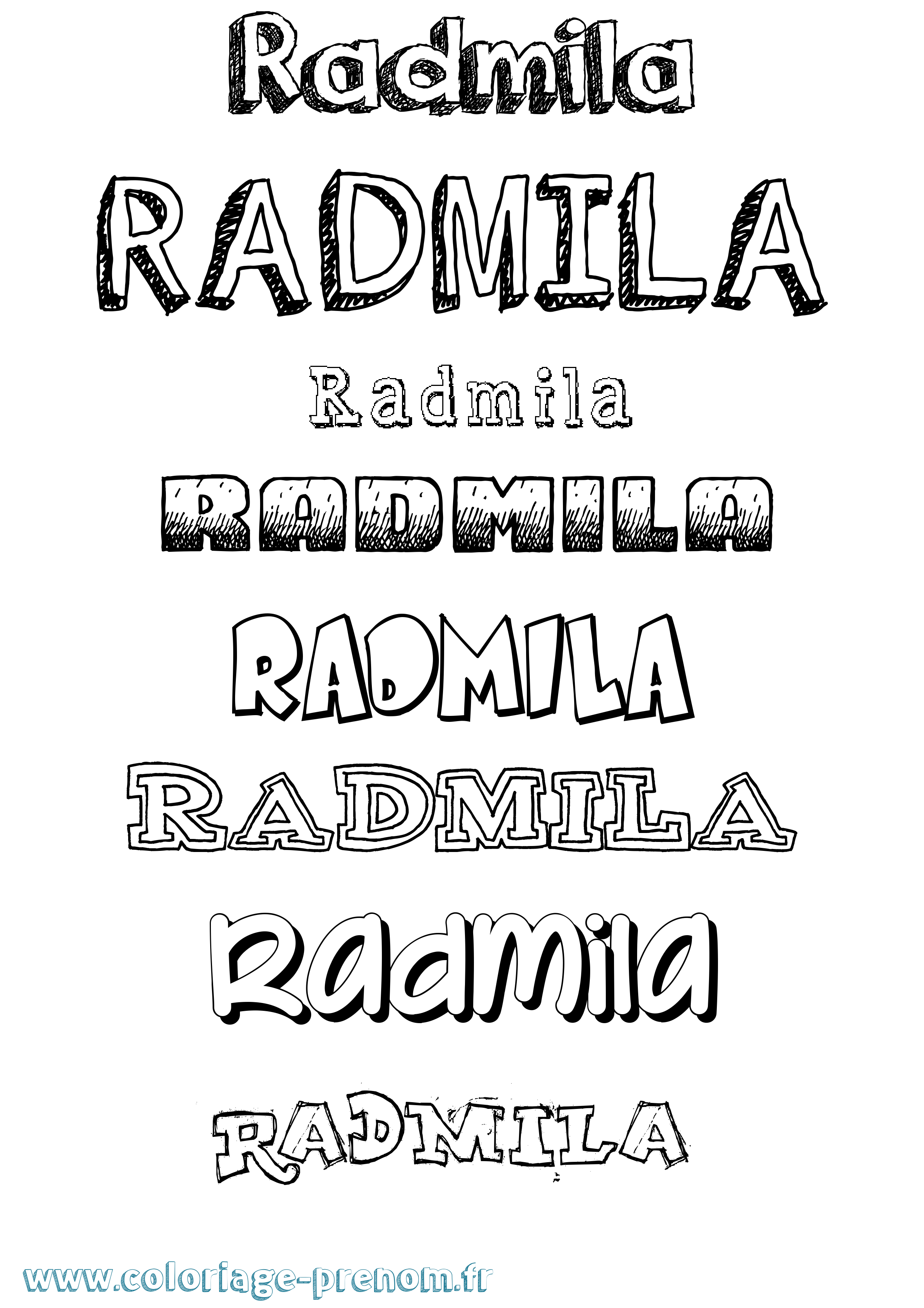 Coloriage prénom Radmila Dessiné