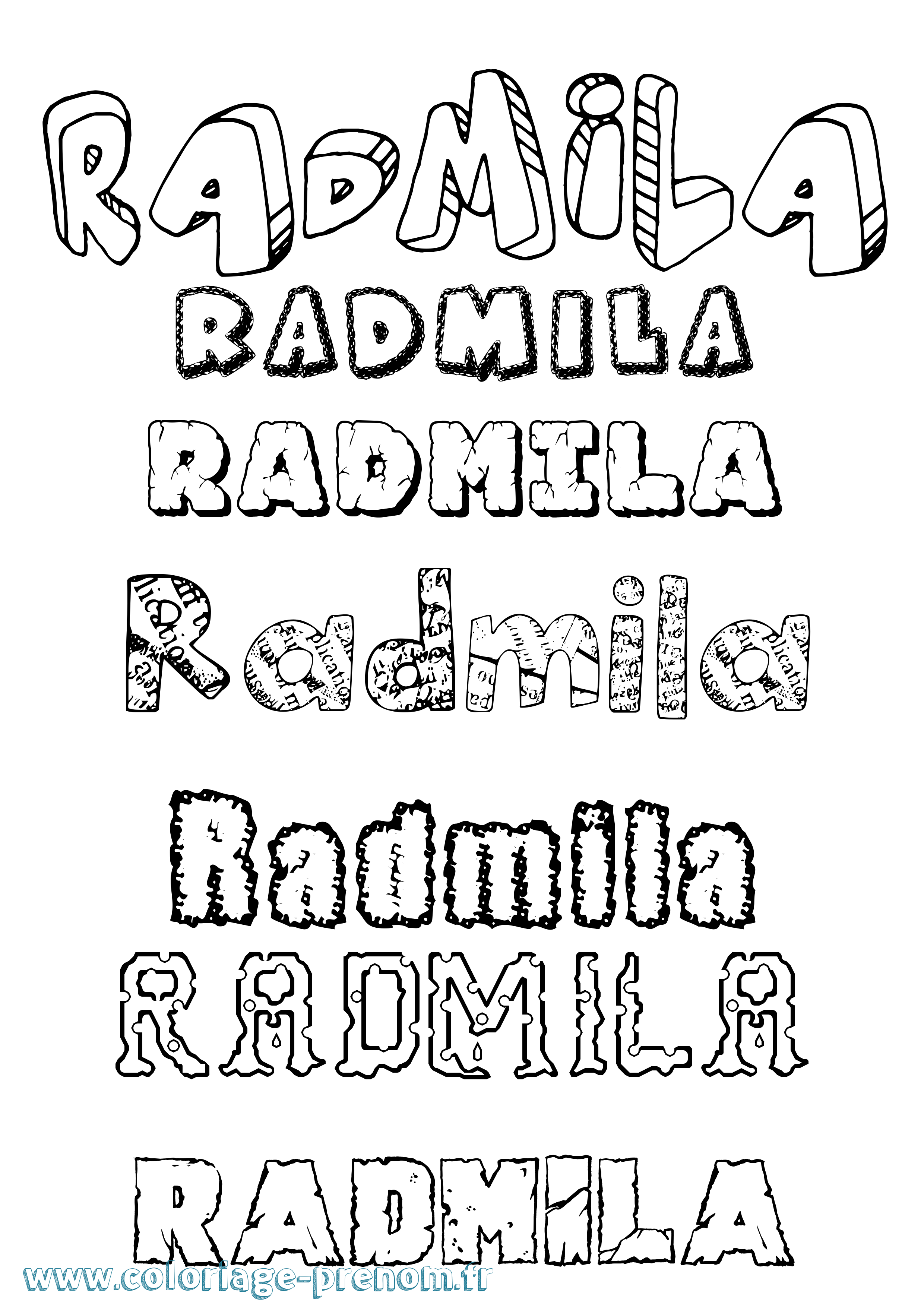 Coloriage prénom Radmila Destructuré