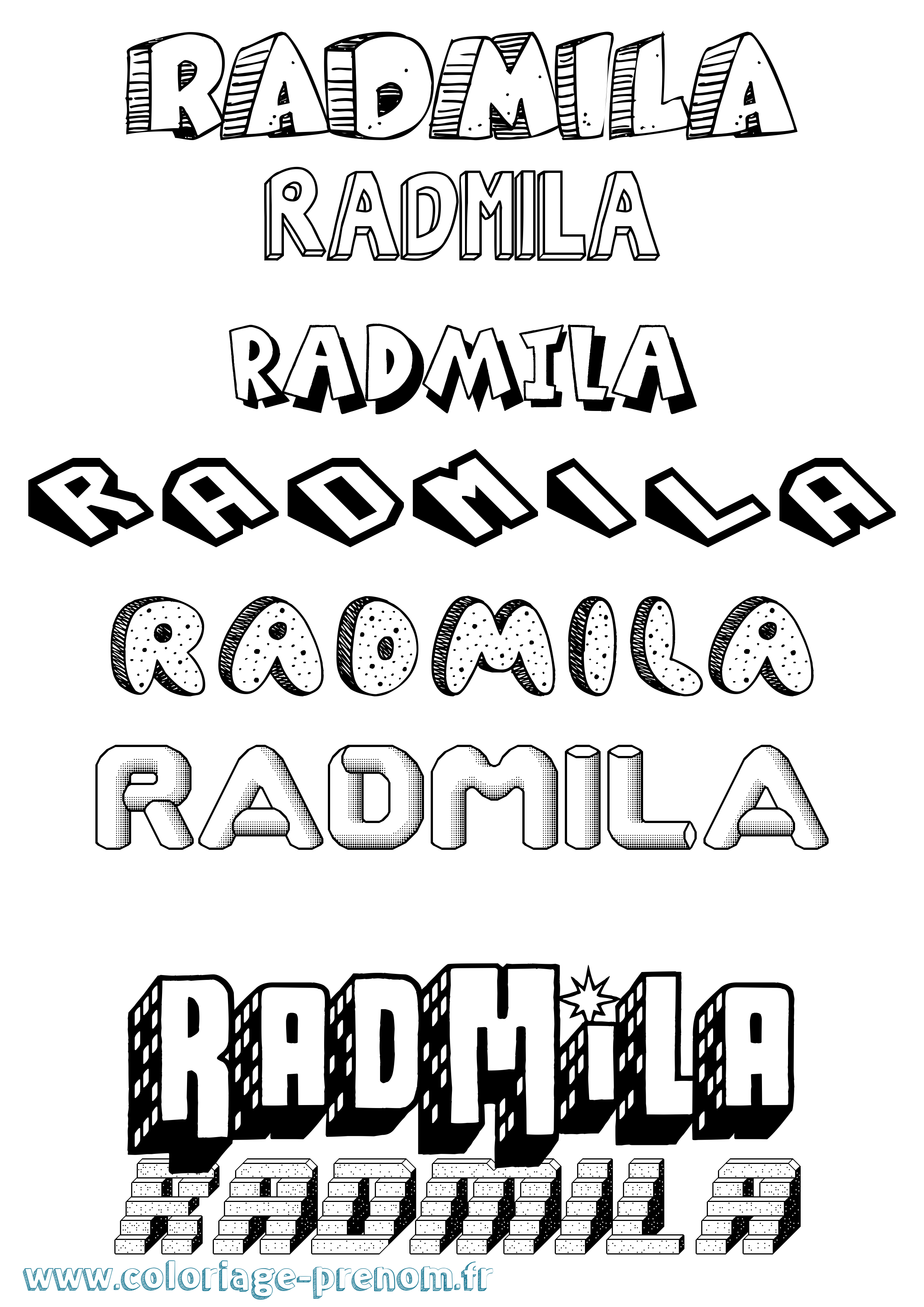 Coloriage prénom Radmila Effet 3D