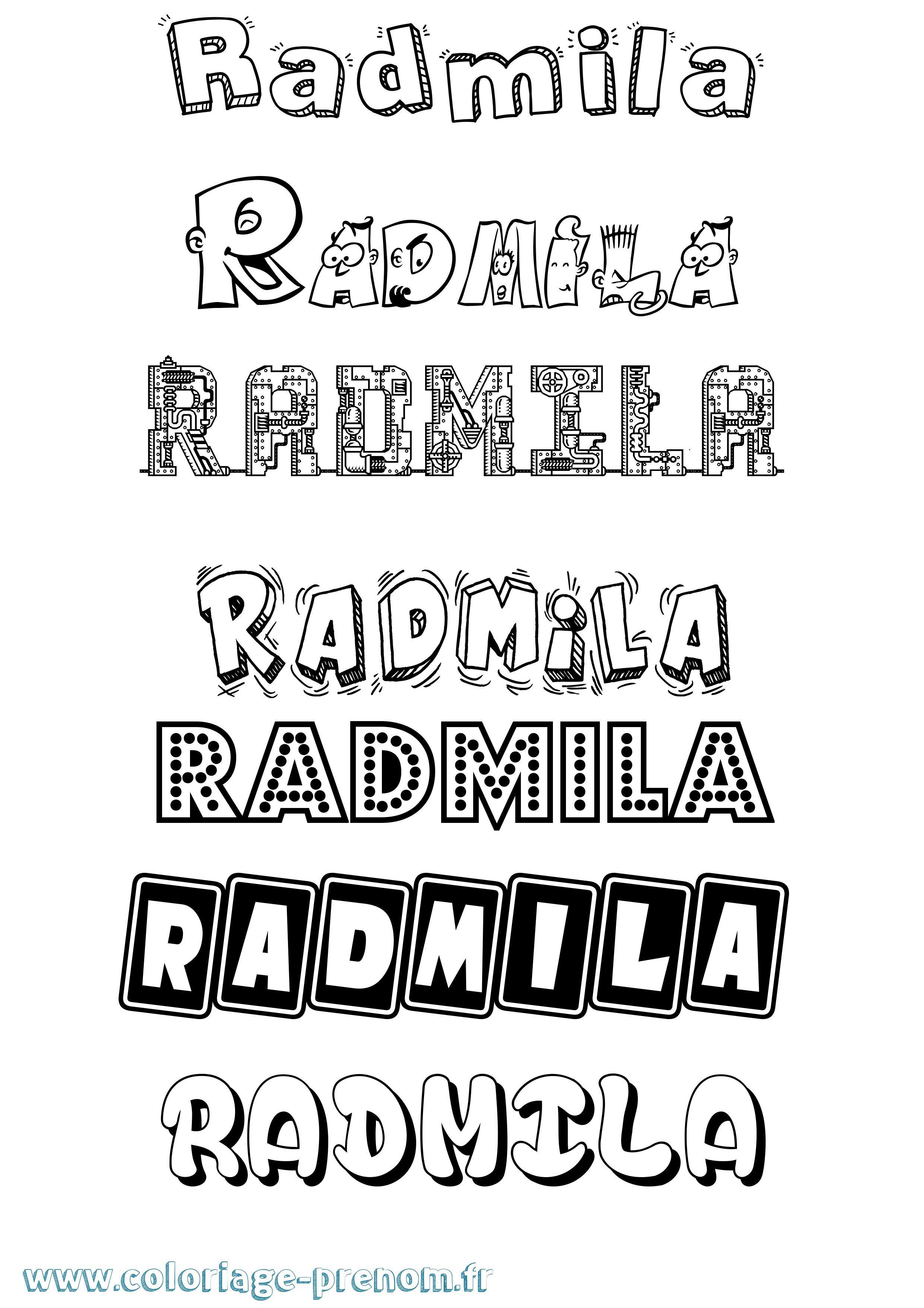 Coloriage prénom Radmila Fun