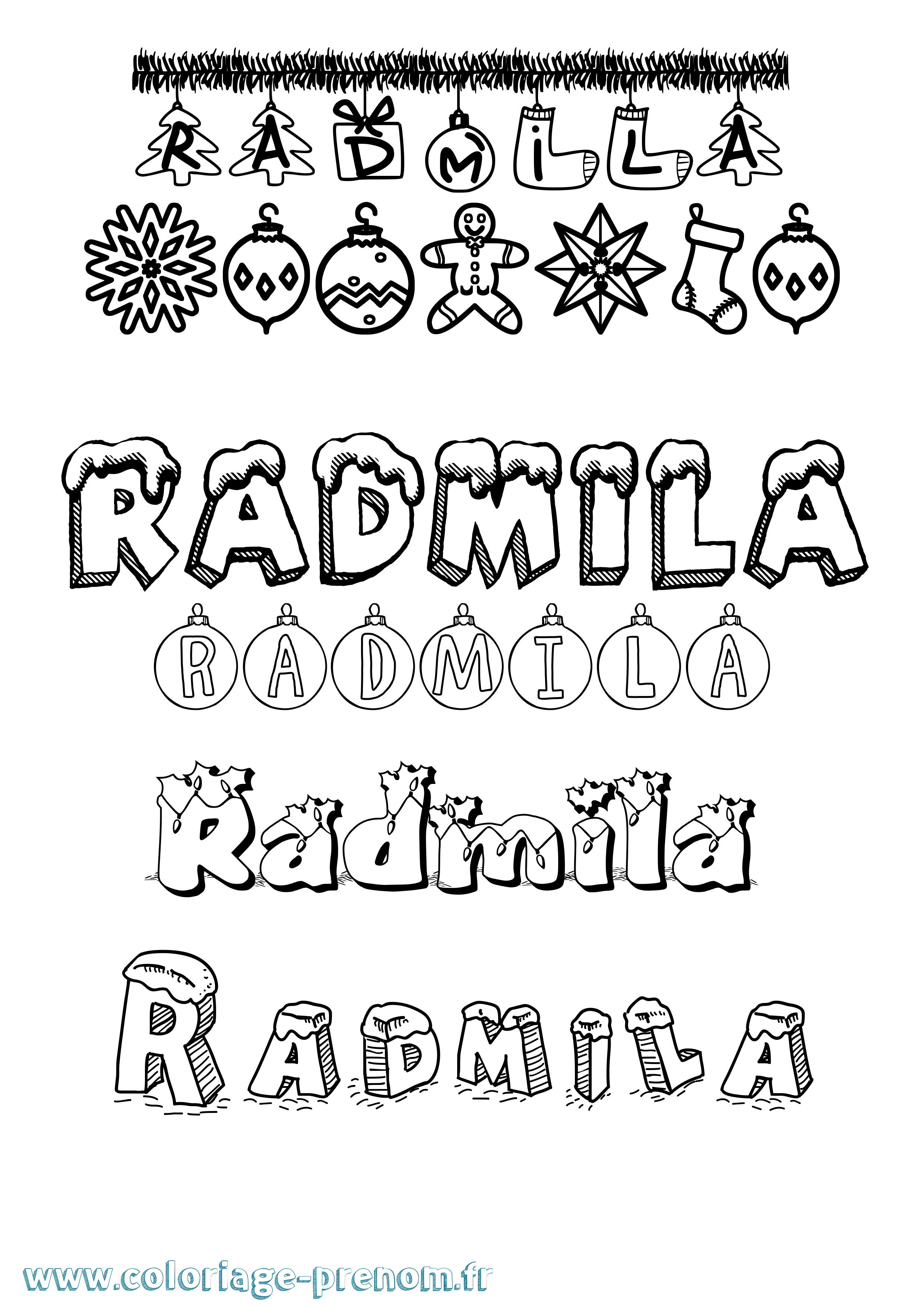 Coloriage prénom Radmila Noël