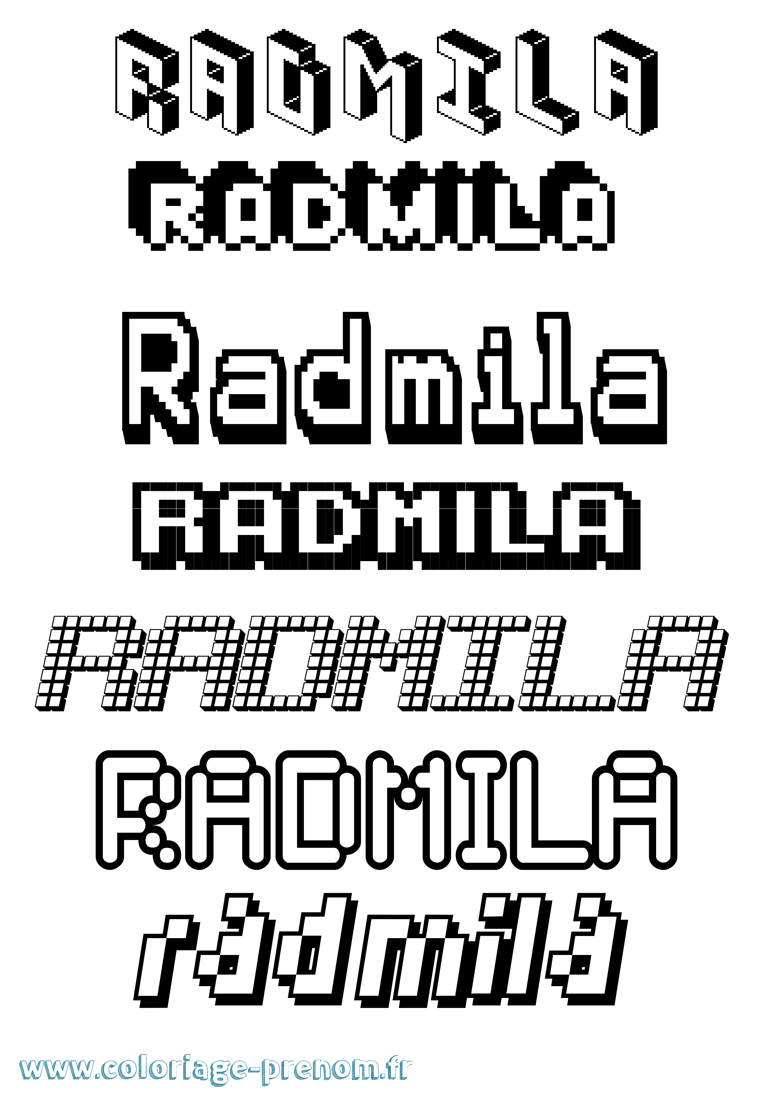 Coloriage prénom Radmila Pixel