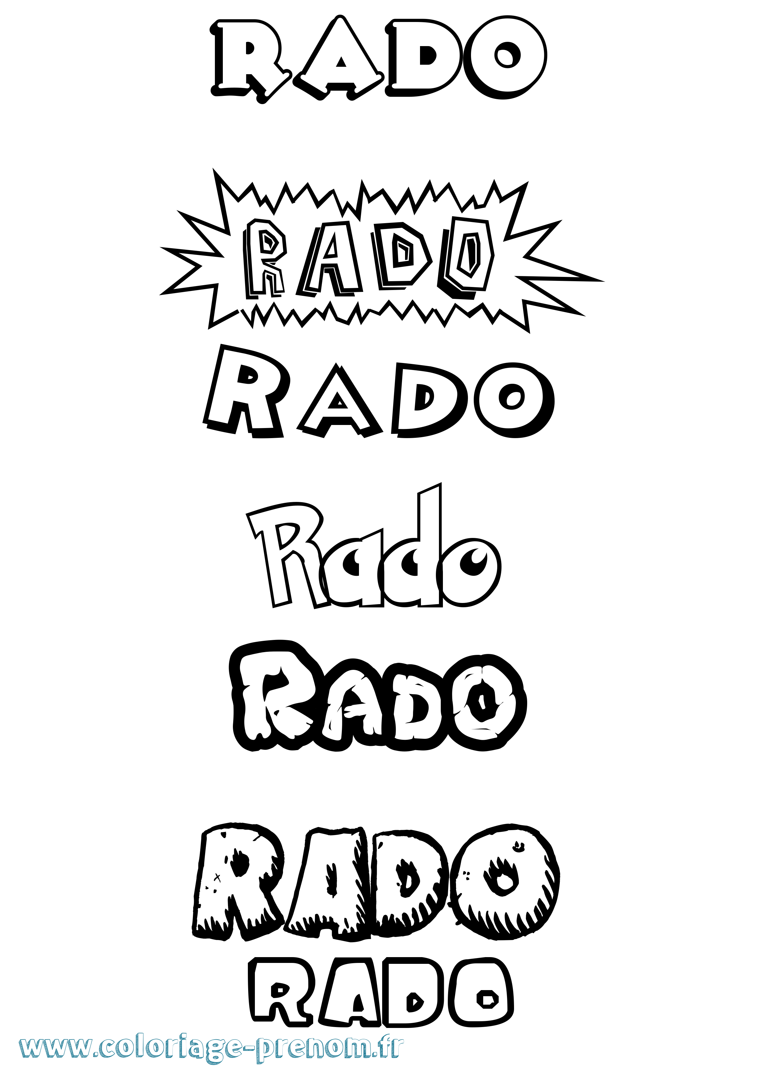 Coloriage Rado Dessin Animé Coloriage prénom Rado Dessin Animé